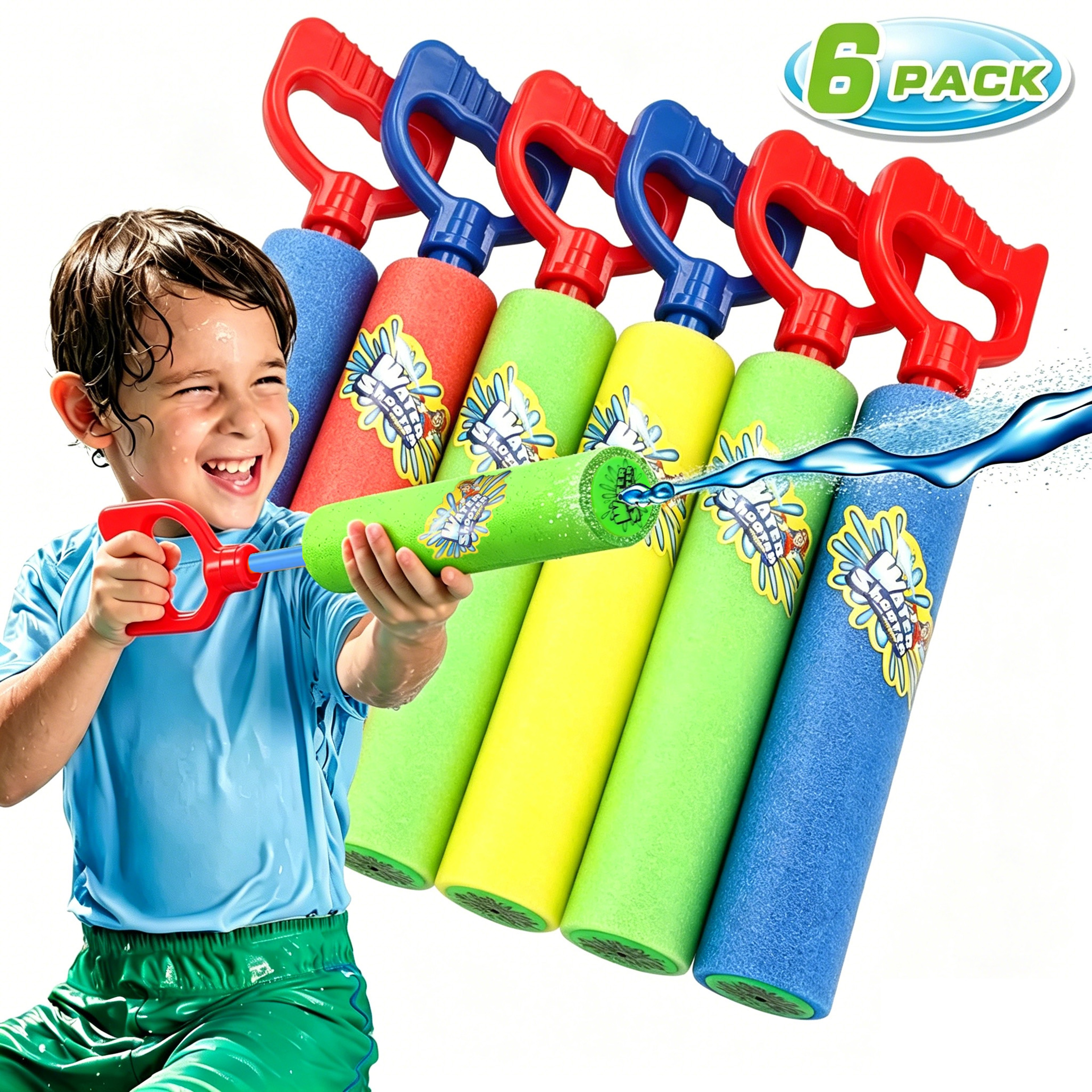 6 Pack Foam Water Guns Water Blaster Set for Kids Outdoor Pool & Beach Fun – view 5