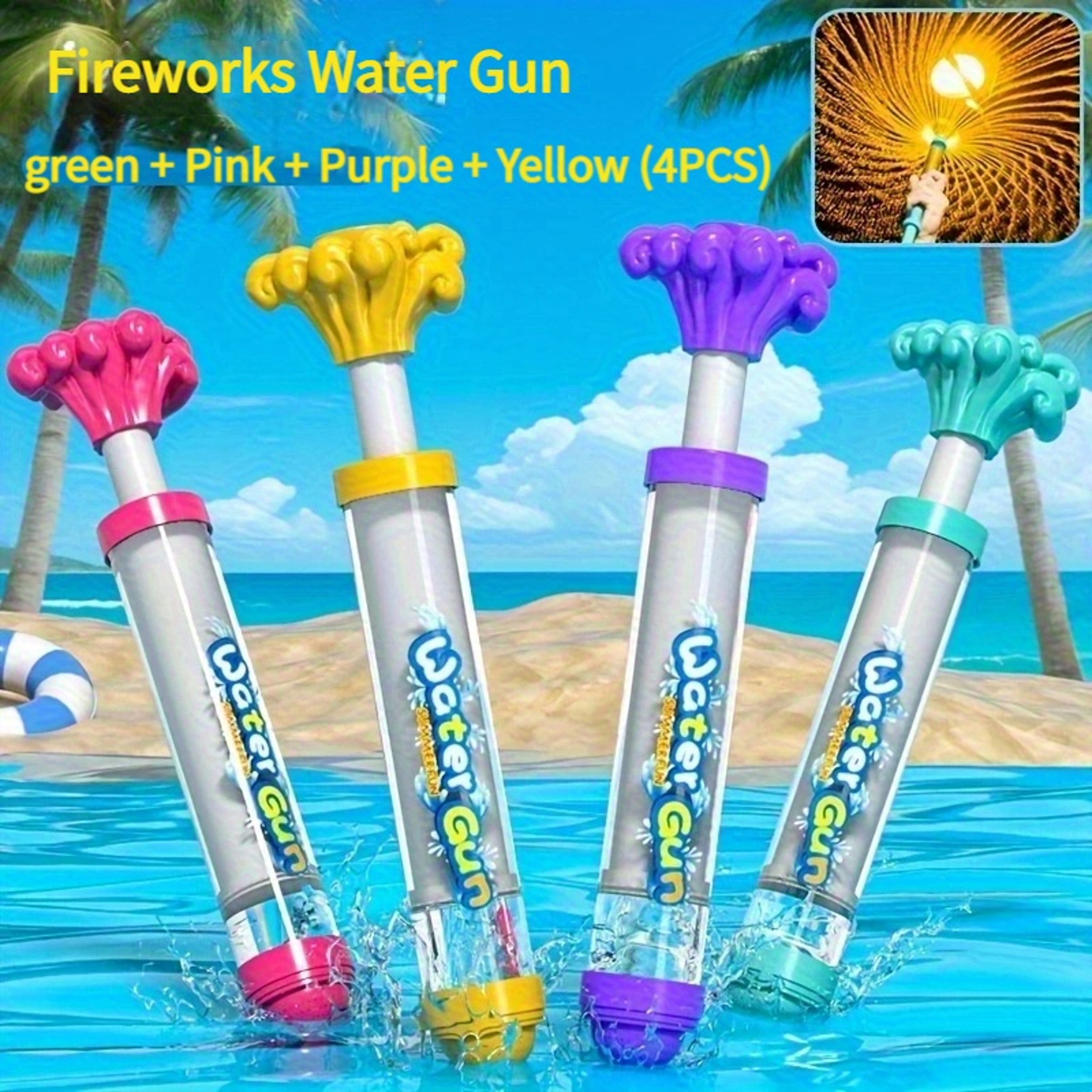 Push Pop Firework Water Gun Fun Water Gun For Kids Pool Toys  Beach Summer Outdoor Play 3