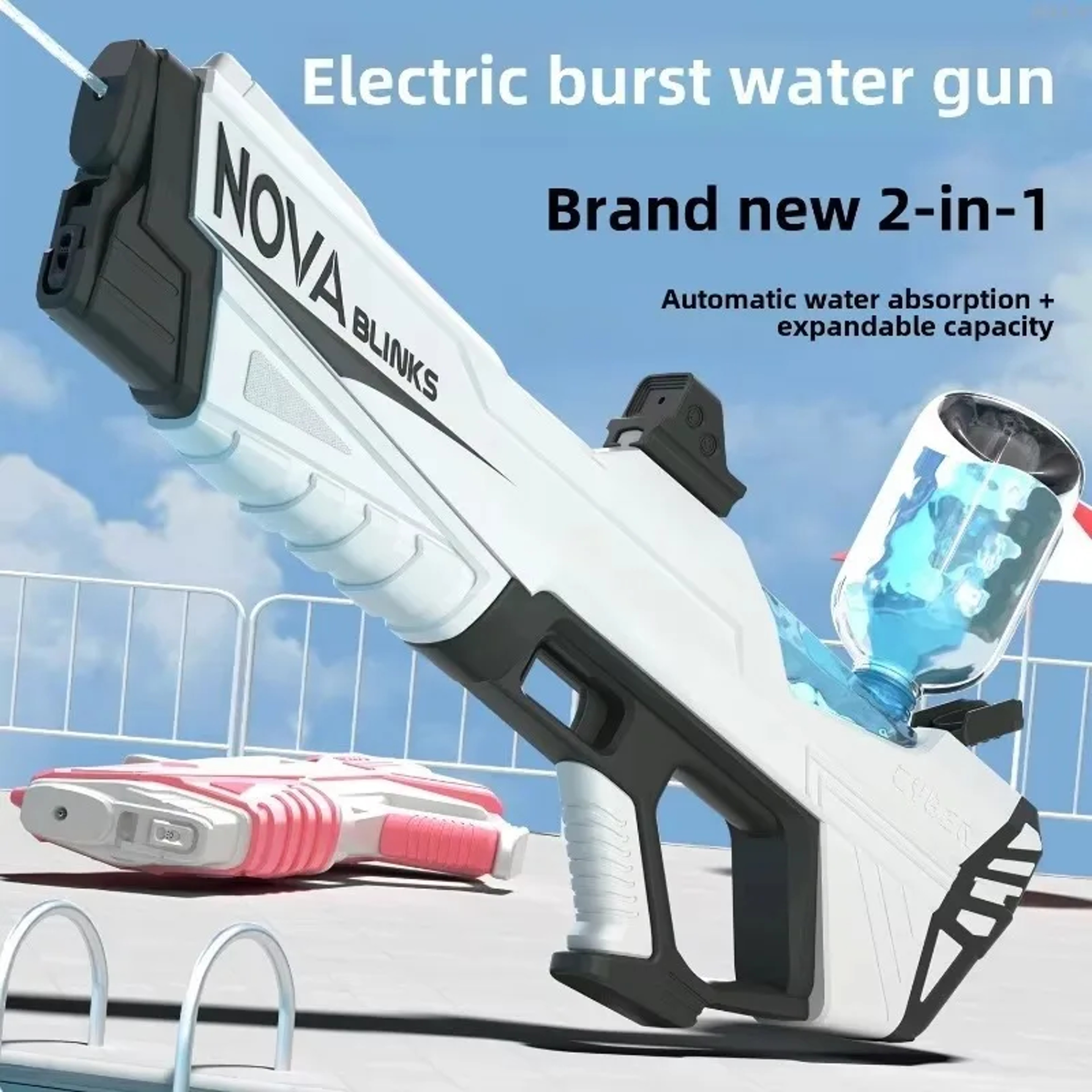 Electric Water Gun With Automatic Water Absorption Large Capacity Water Blaster For Summer Pool Fun 2