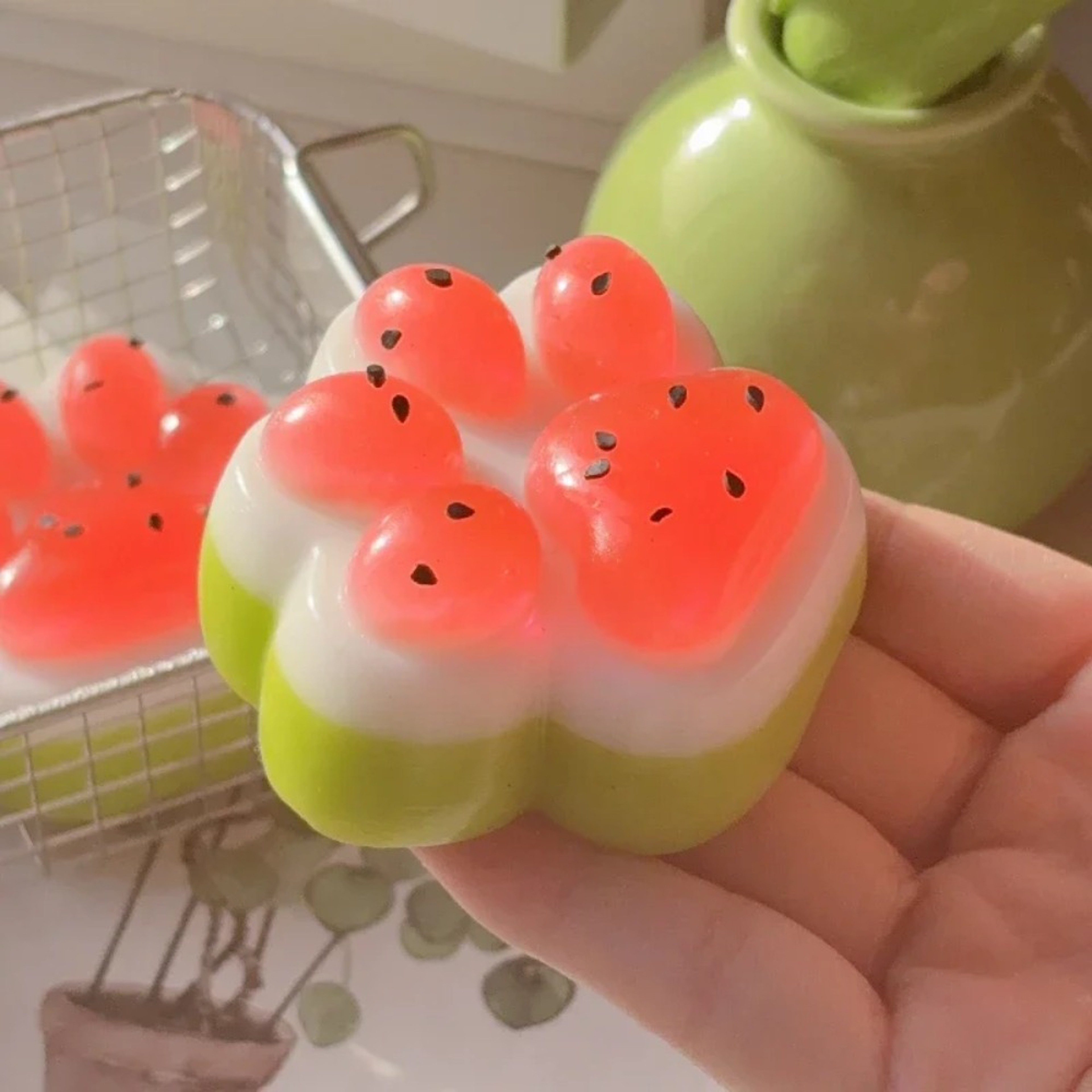 Watermelon Cat Paw Squishy Stress Relief Toy Cute Mochi Fidget Toy – view 1
