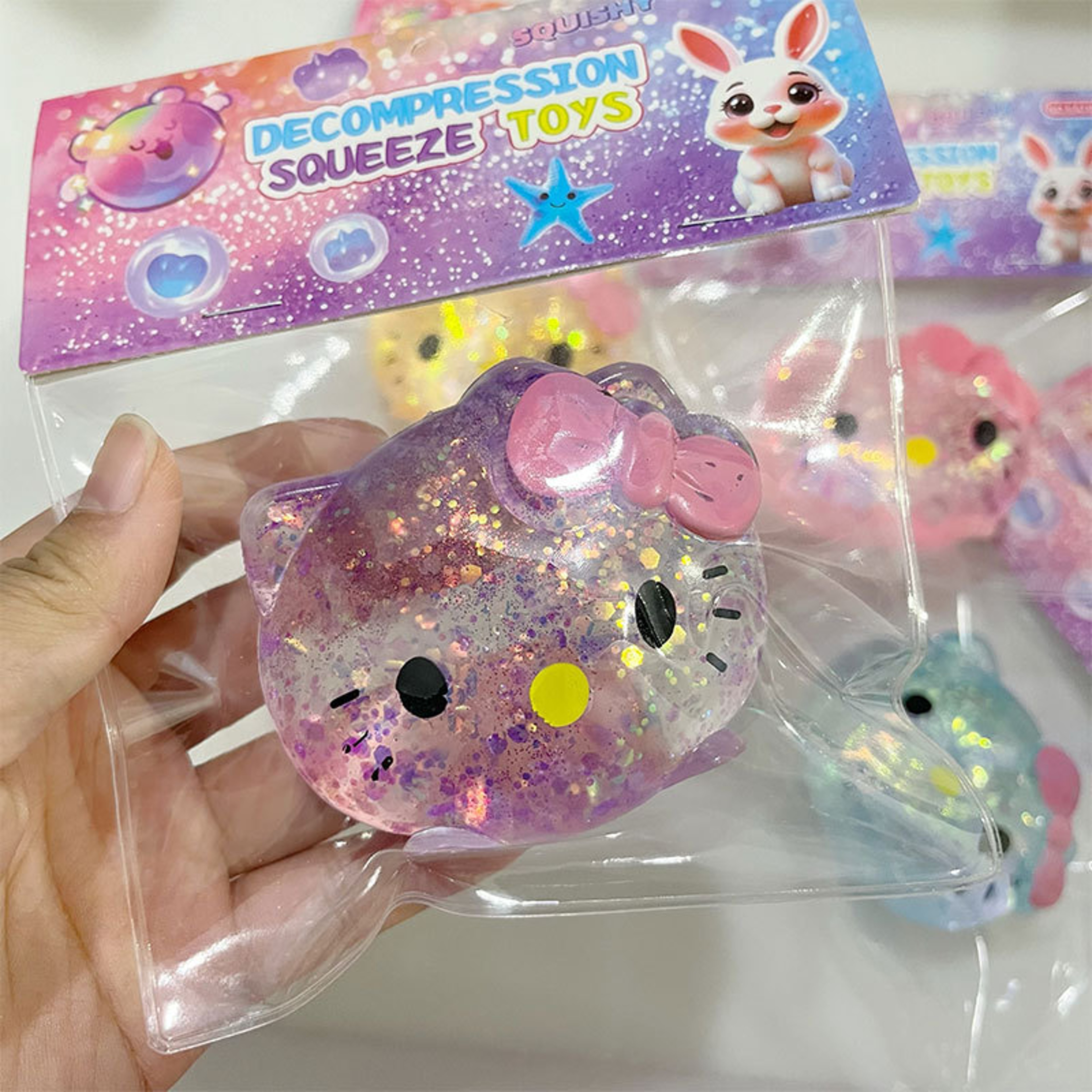 Hello Kitty Squishy Slow Rising Stress Relief Toy Glitter Sanrio Sensory Squeeze Fidget – view 1