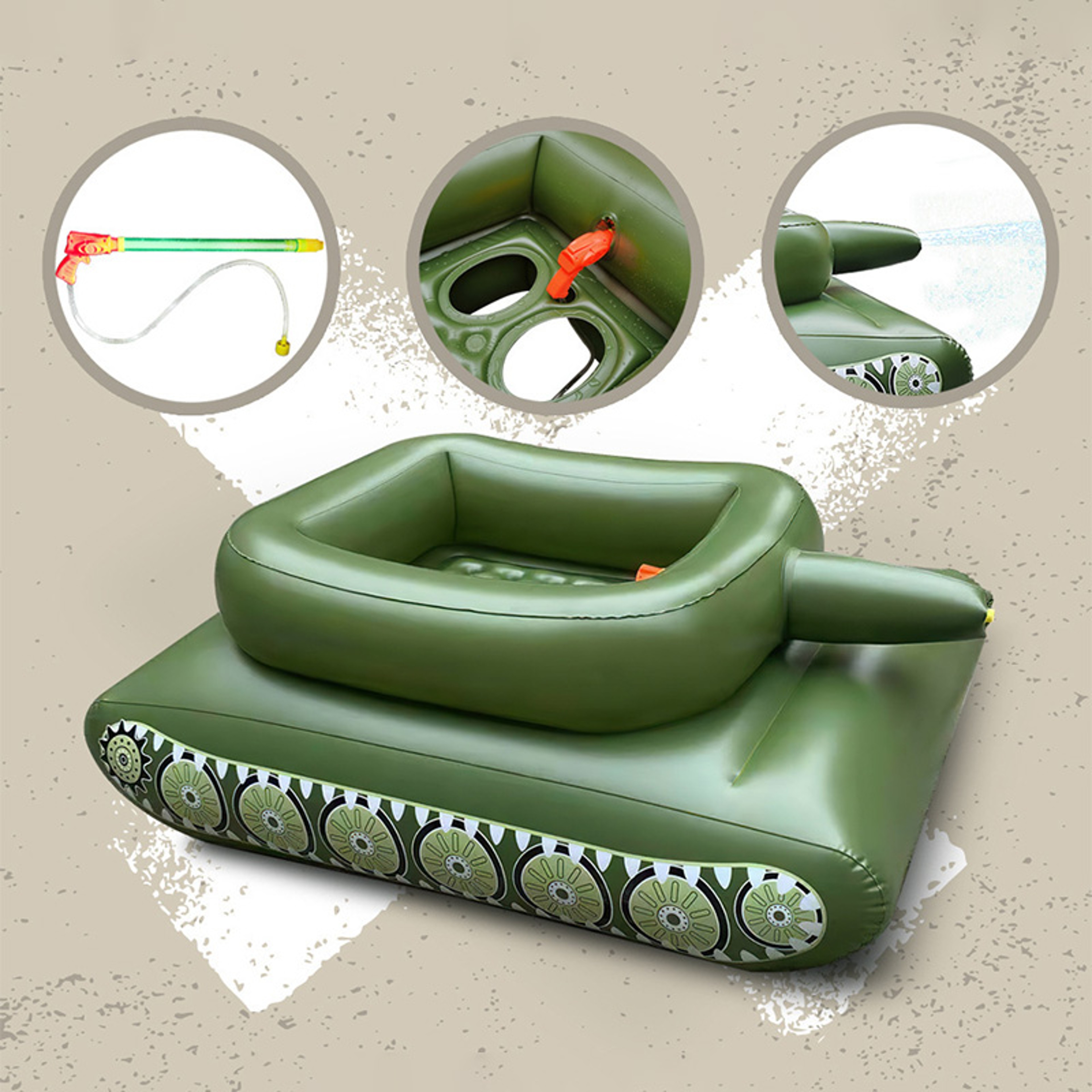 Kids Pool Float Tank with Water Gun Inflatable Toddler Swimming Seat for Summer Water Fun – view 3