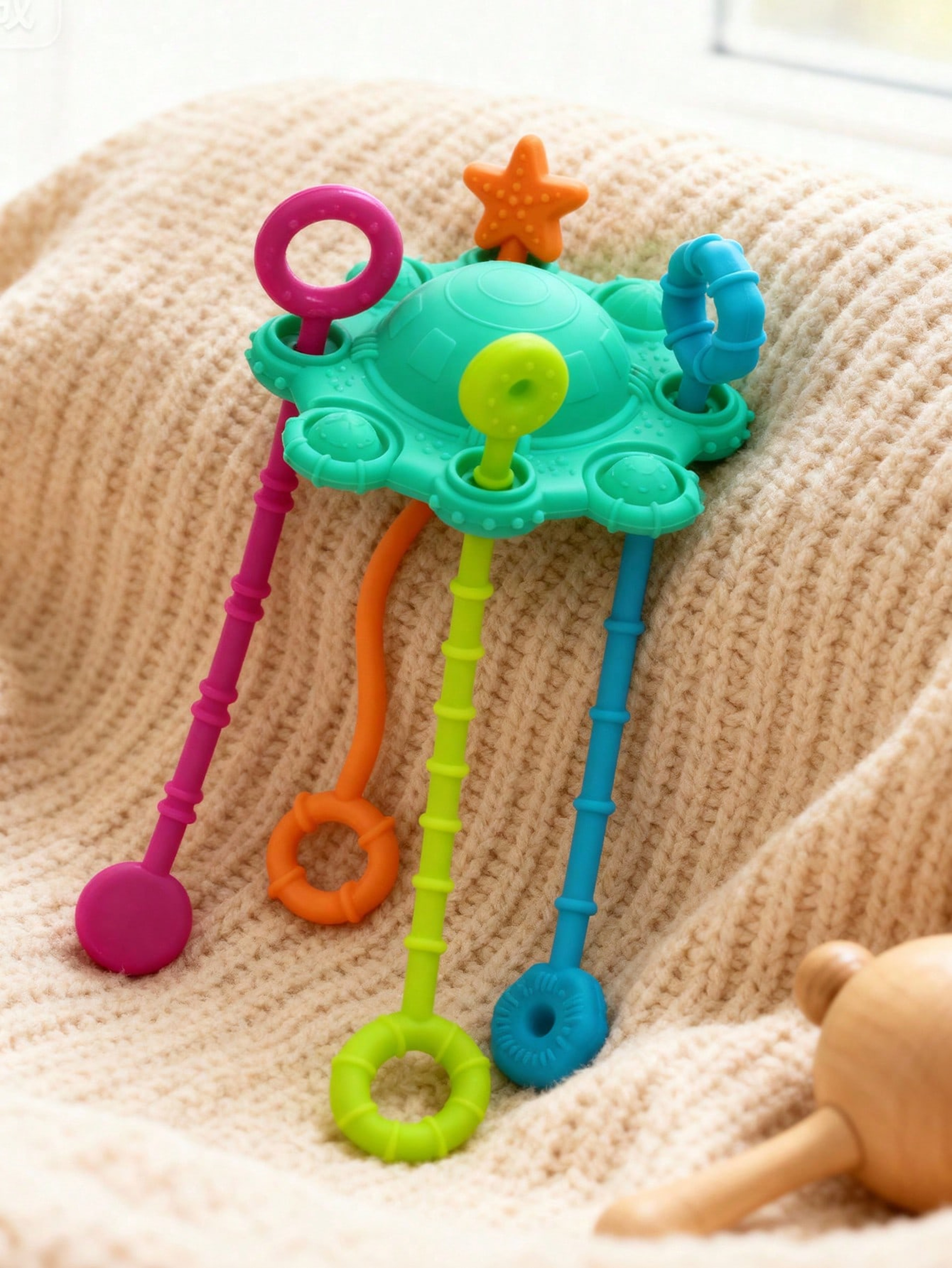 Montessori Baby Pull String Sensory Toy Silicone Teething Toy for Fine Motor Skills & Toddler Travel Play – view 8