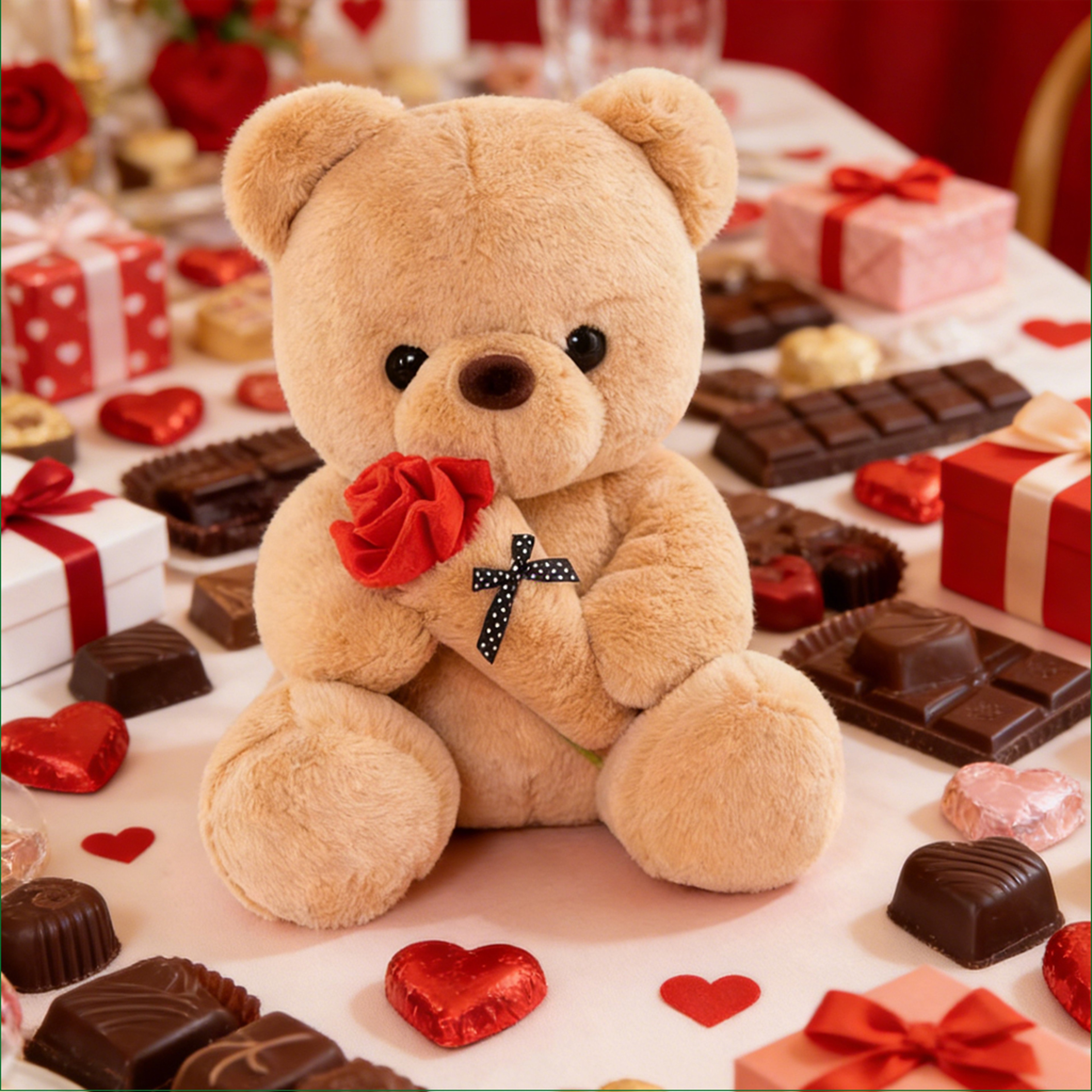Rose Bear Plush Stuffed Teddy Bear Romantic Gift For Girlfriend  Anniversary 0