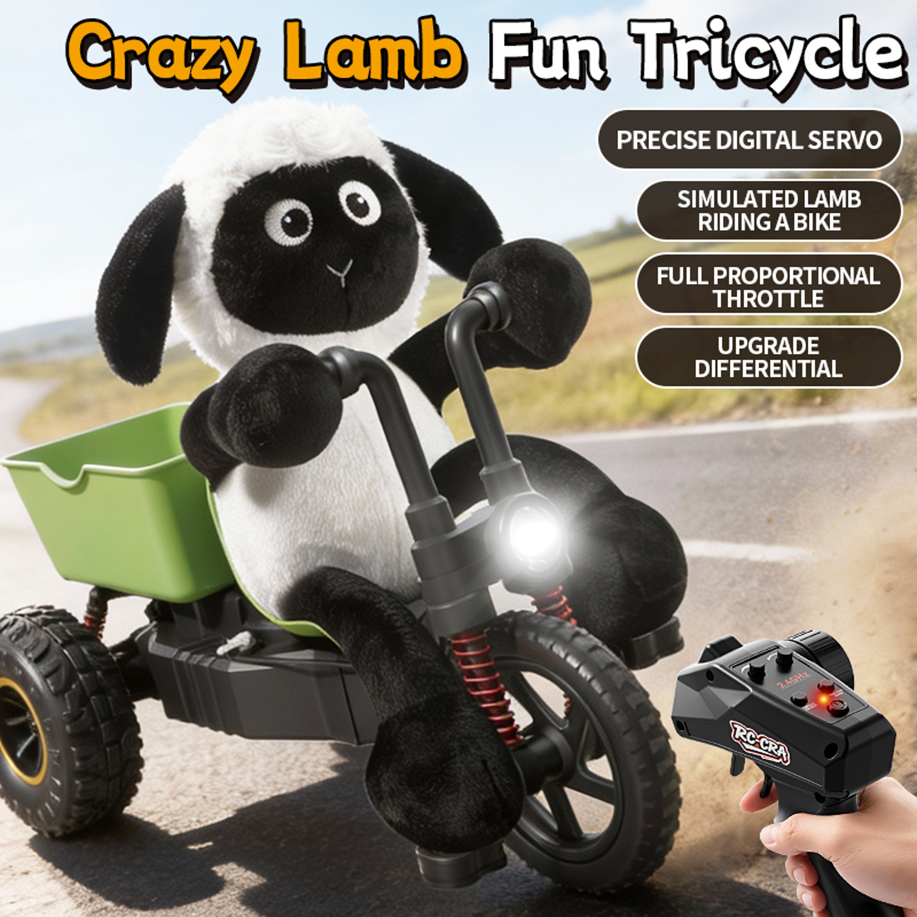 RC Drift Tricycle Stunt Car High Speed Remote Control Toy with LED Lights – view 1