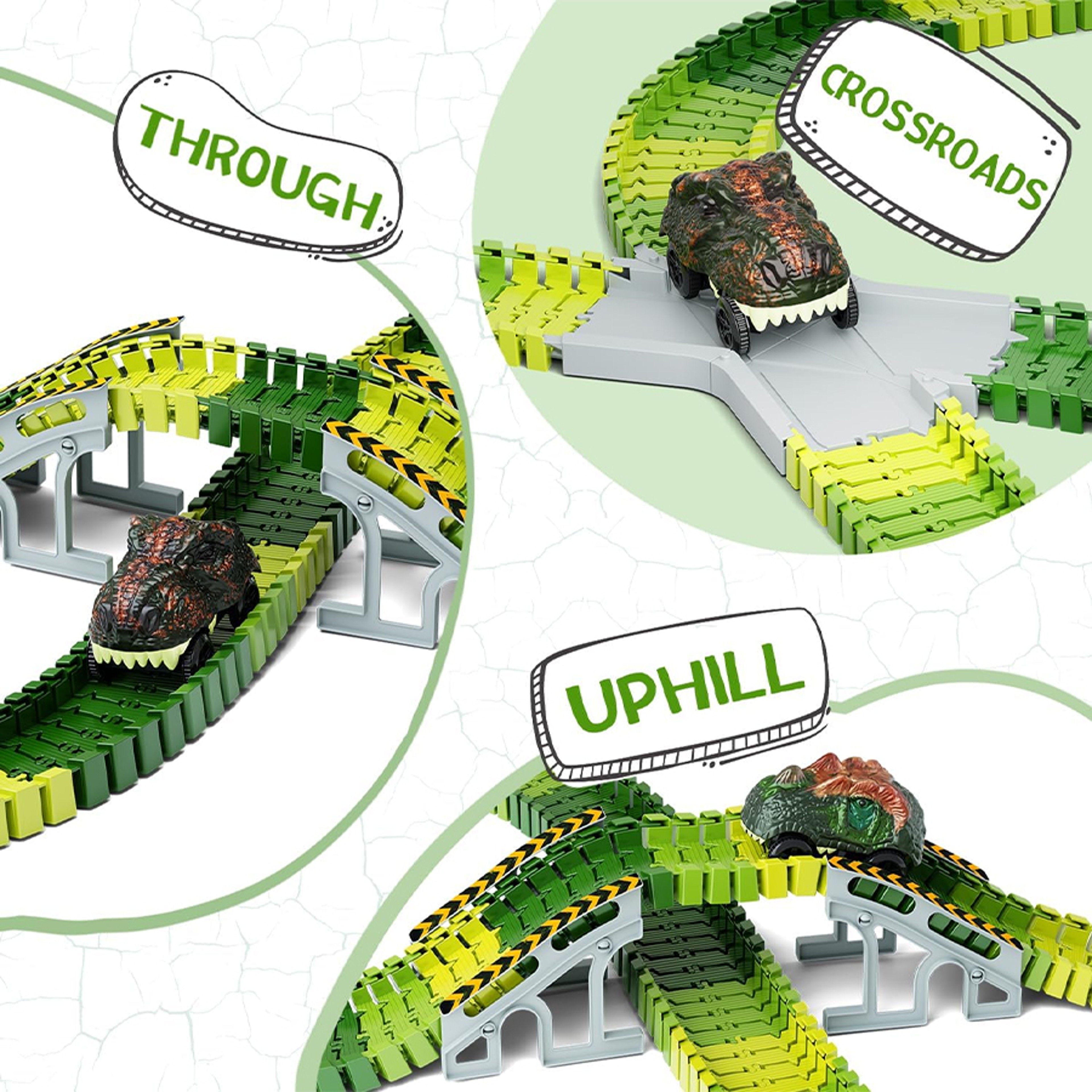 Dinosaur Race Track Adventure Set with Flexible Track & Electronic Car for Kids – view 3
