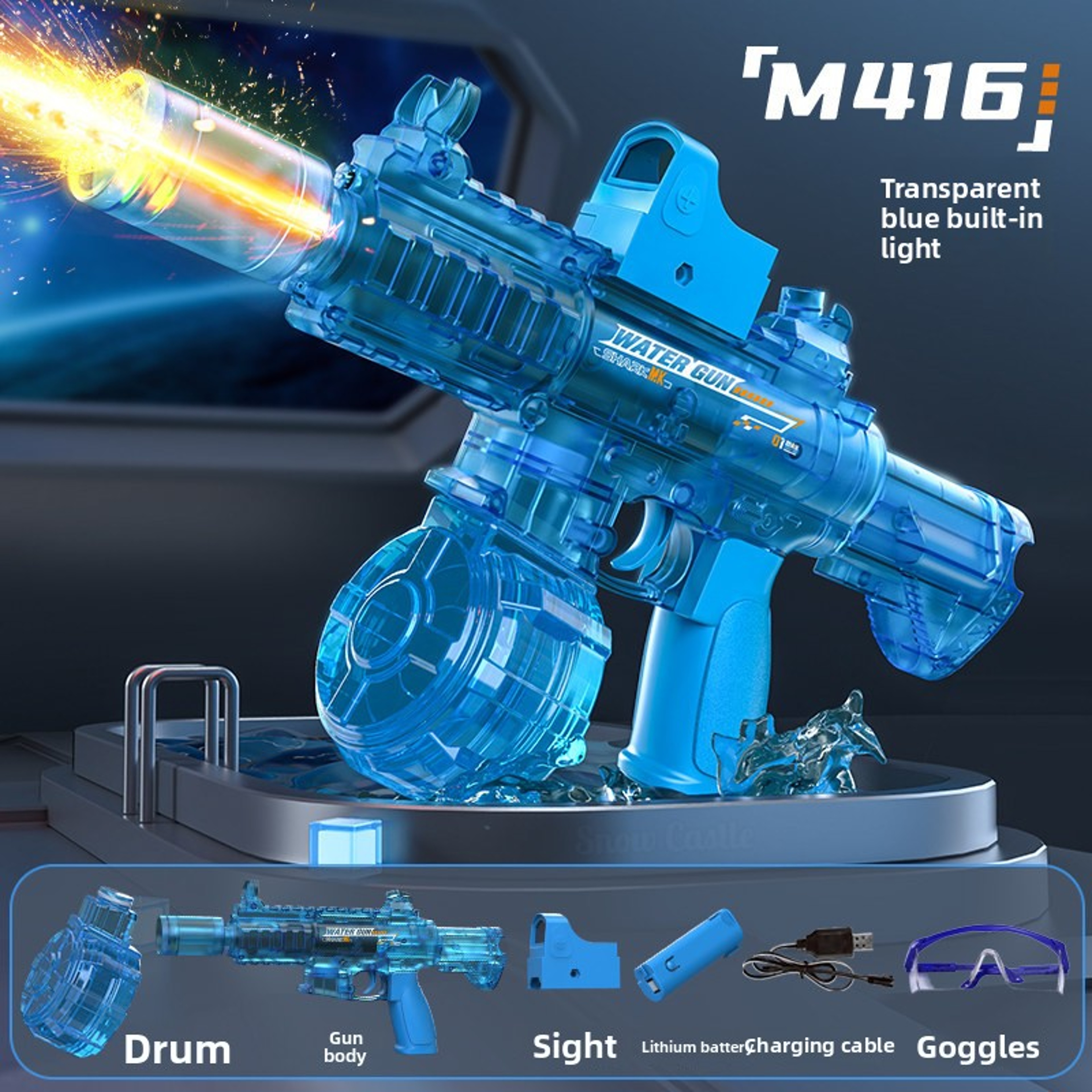 Electric Water Gun MK3 Rechargeable Automatic Water Blaster with Flame Light Effects – view 3