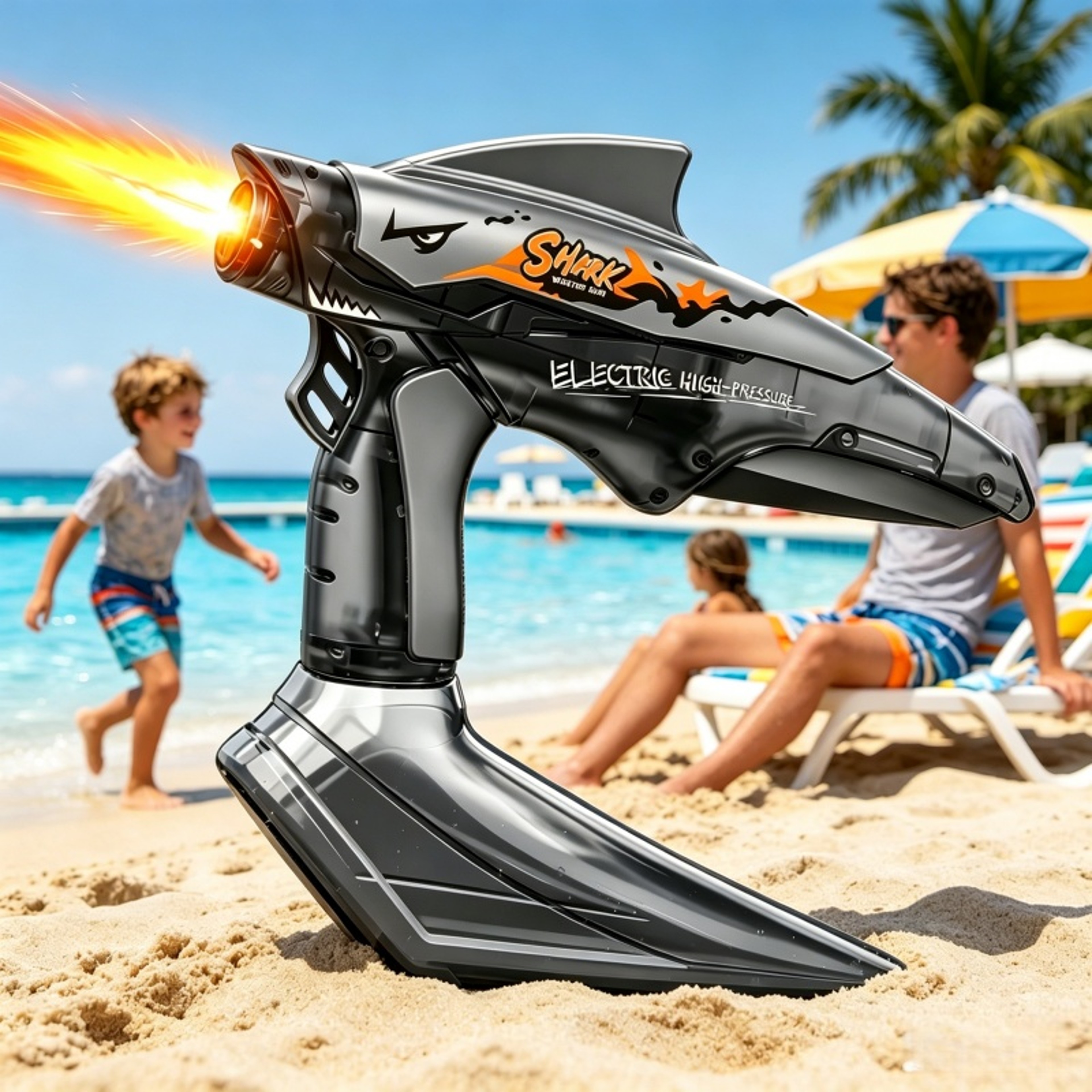 Shark Blast Electric Water Gun Rechargeable Automatic Water Blaster with LED Lights – view 1