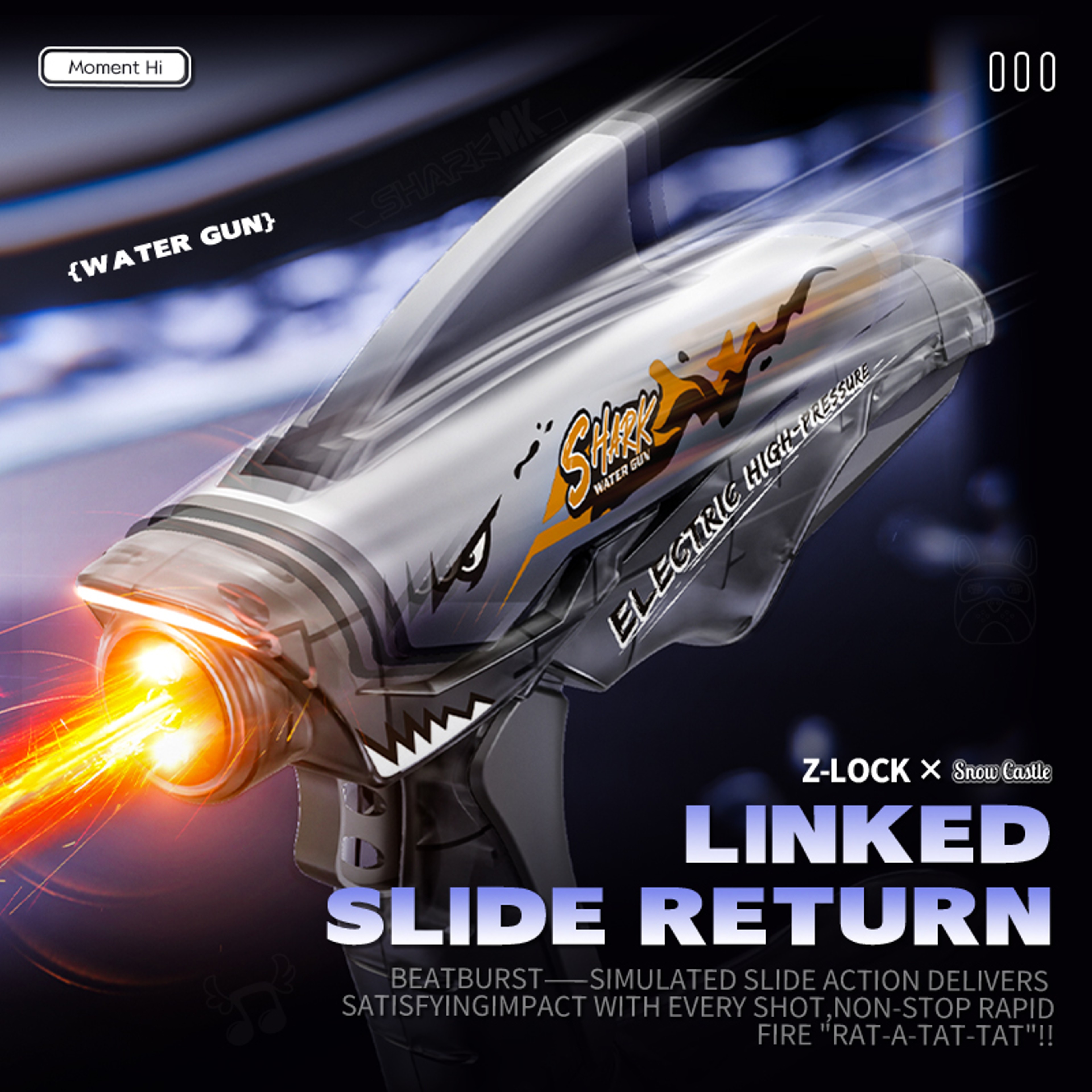 Shark Blast Electric Water Gun Rechargeable Automatic Water Blaster with LED Lights – view 4