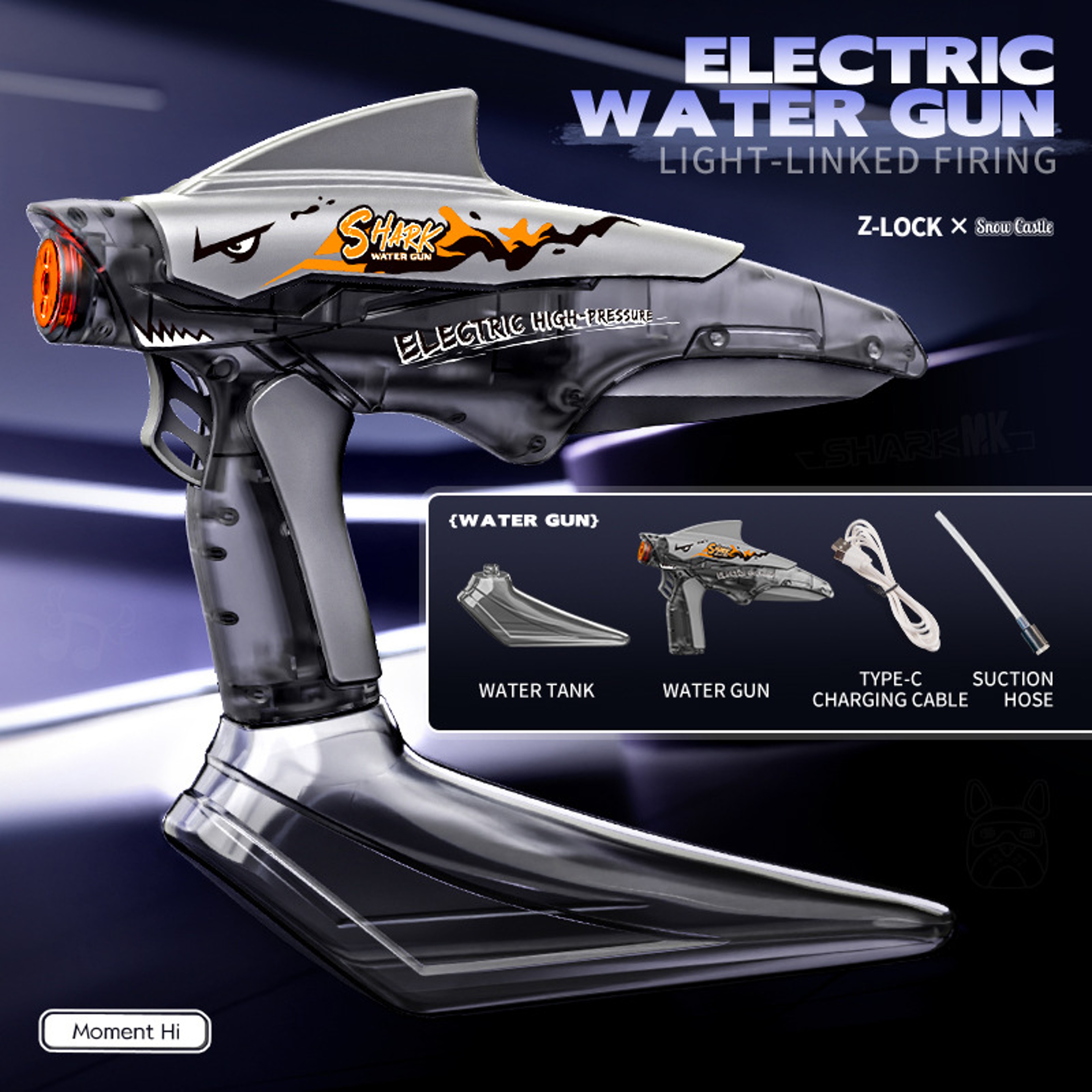 Shark Blast Electric Water Gun Rechargeable Automatic Water Blaster with LED Lights – view 8