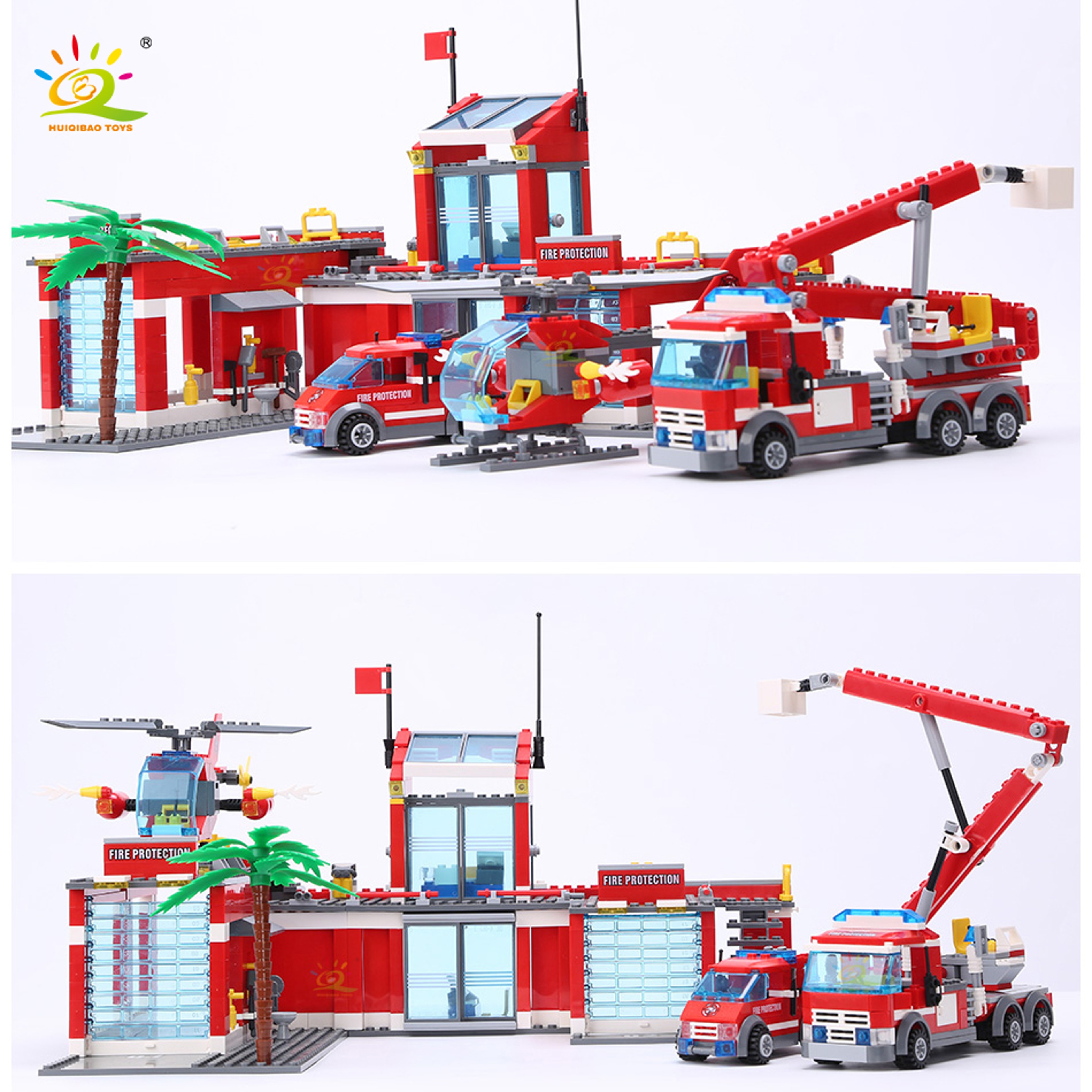 Fire Rescue Fire Station Building Blocks Playset with Fire Truck Building Set for Kids – view 3