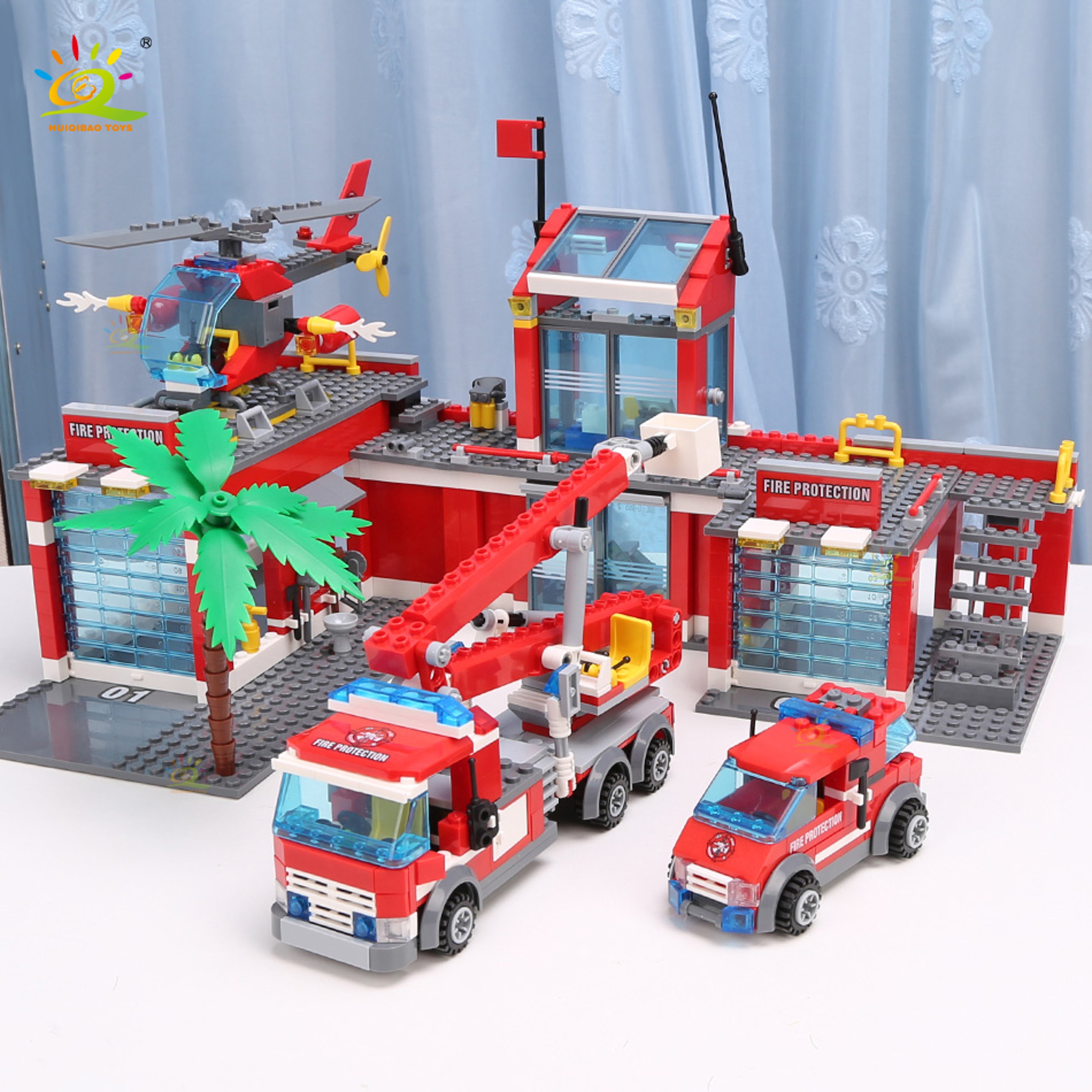 Fire Rescue Fire Station Building Blocks Playset with Fire Truck Building Set for Kids – view 4