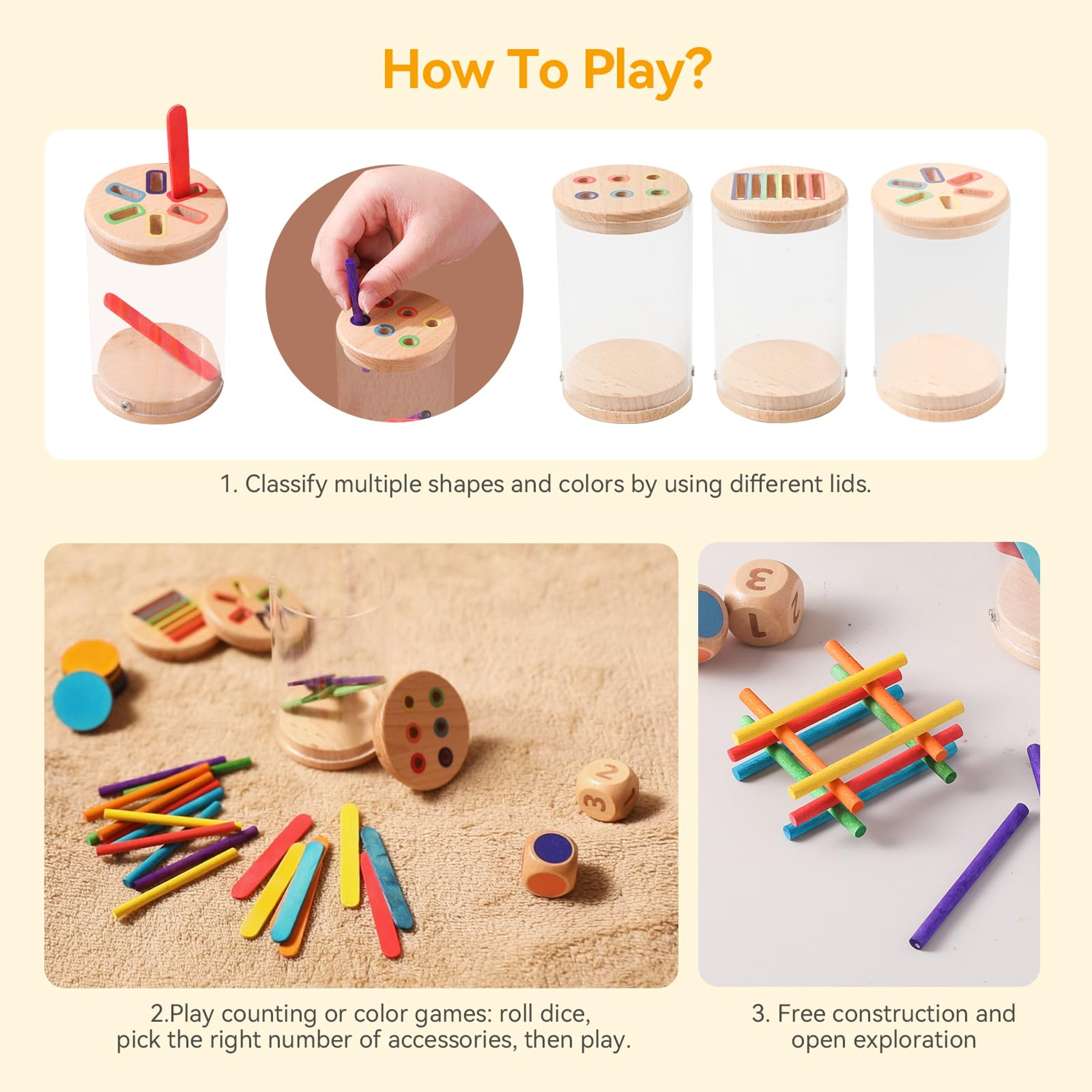 Montessori Wooden Shape & Color Sorting Cup Toy for Fine Motor Skills Learning – view 5