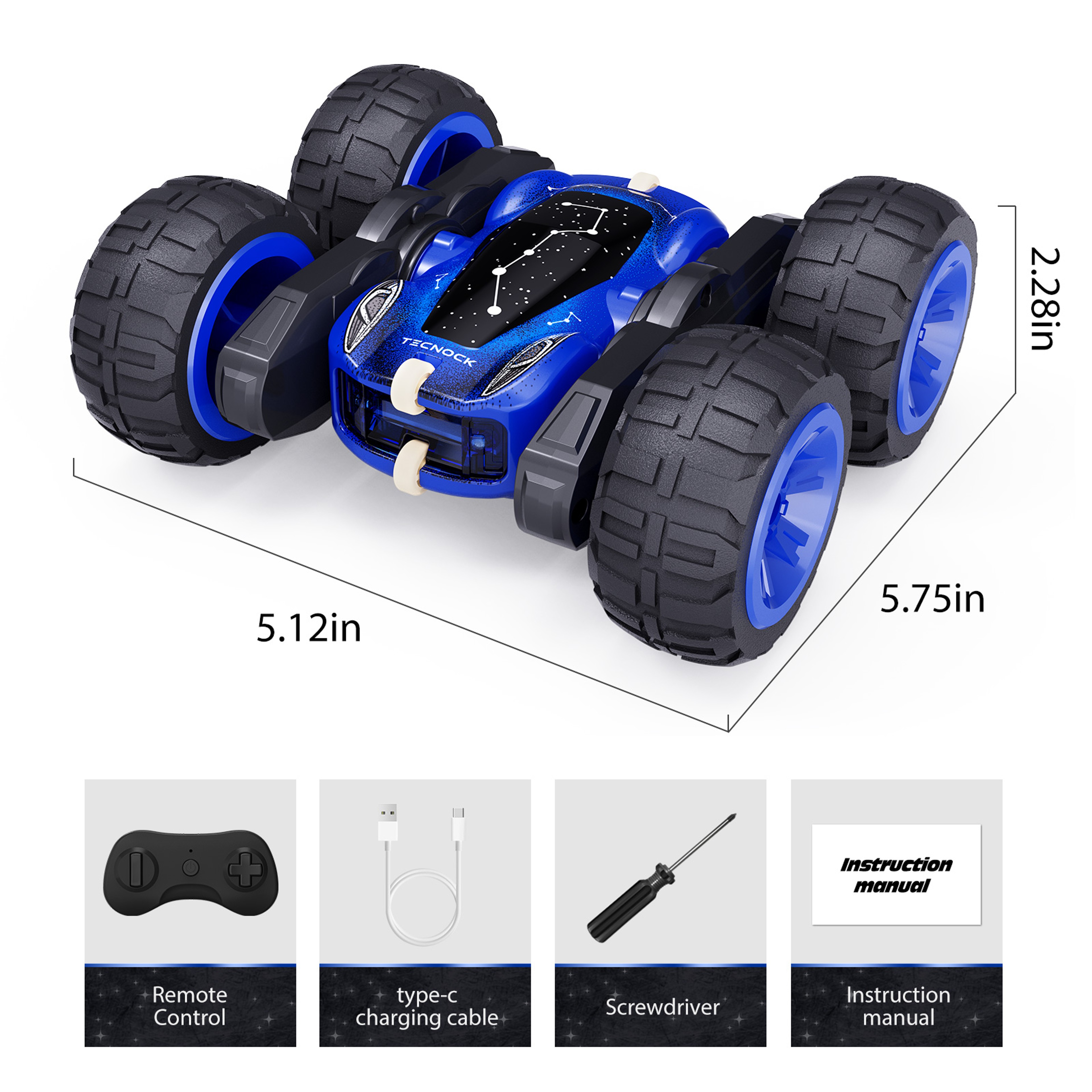 360 Rotating RC Stunt Car Double Sided Remote Control Car with LED Lights for Kids – view 7