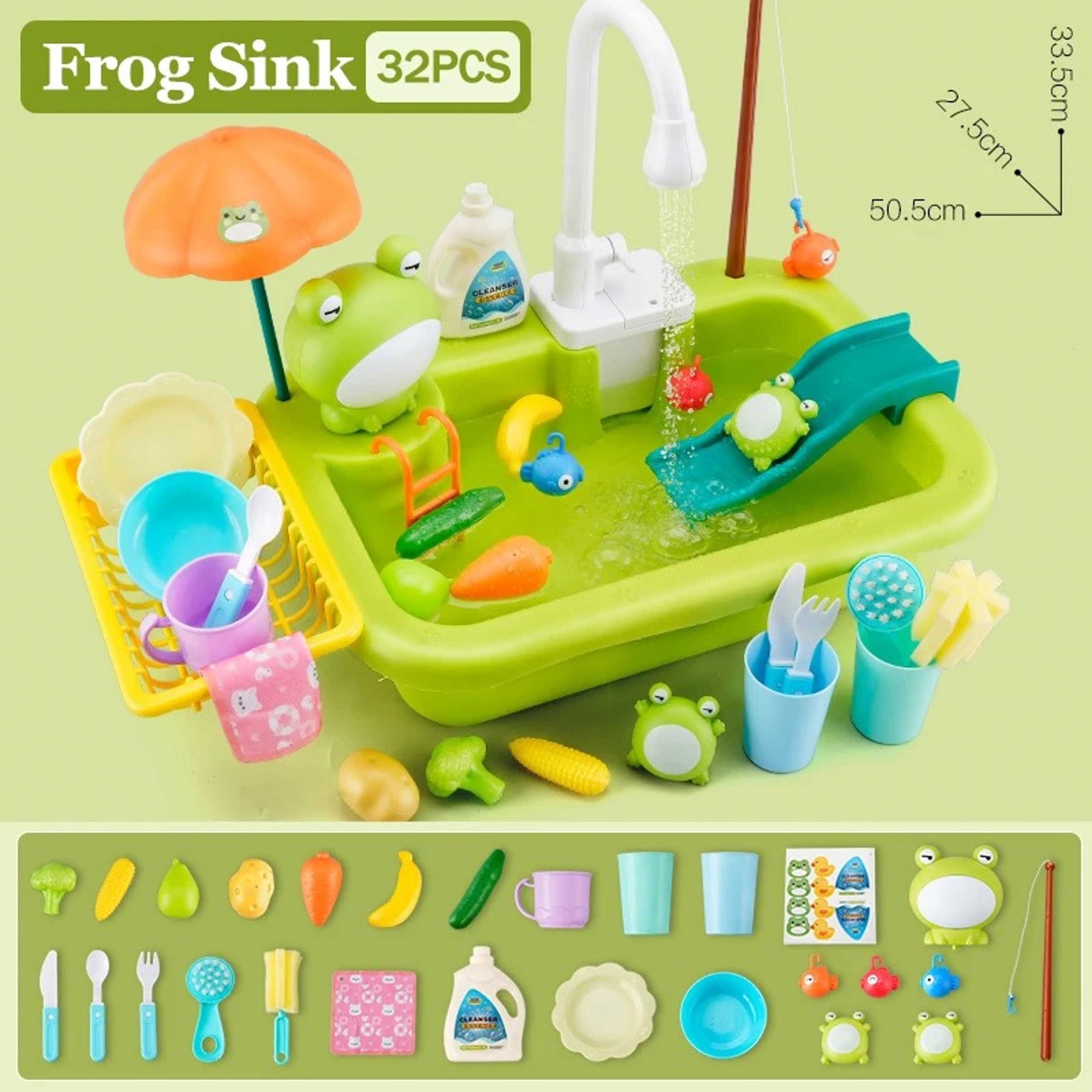 Kids Kitchen Sink Toy with Running Water Interactive Pretend Play Kitchen Dishwasher Playset – view 4