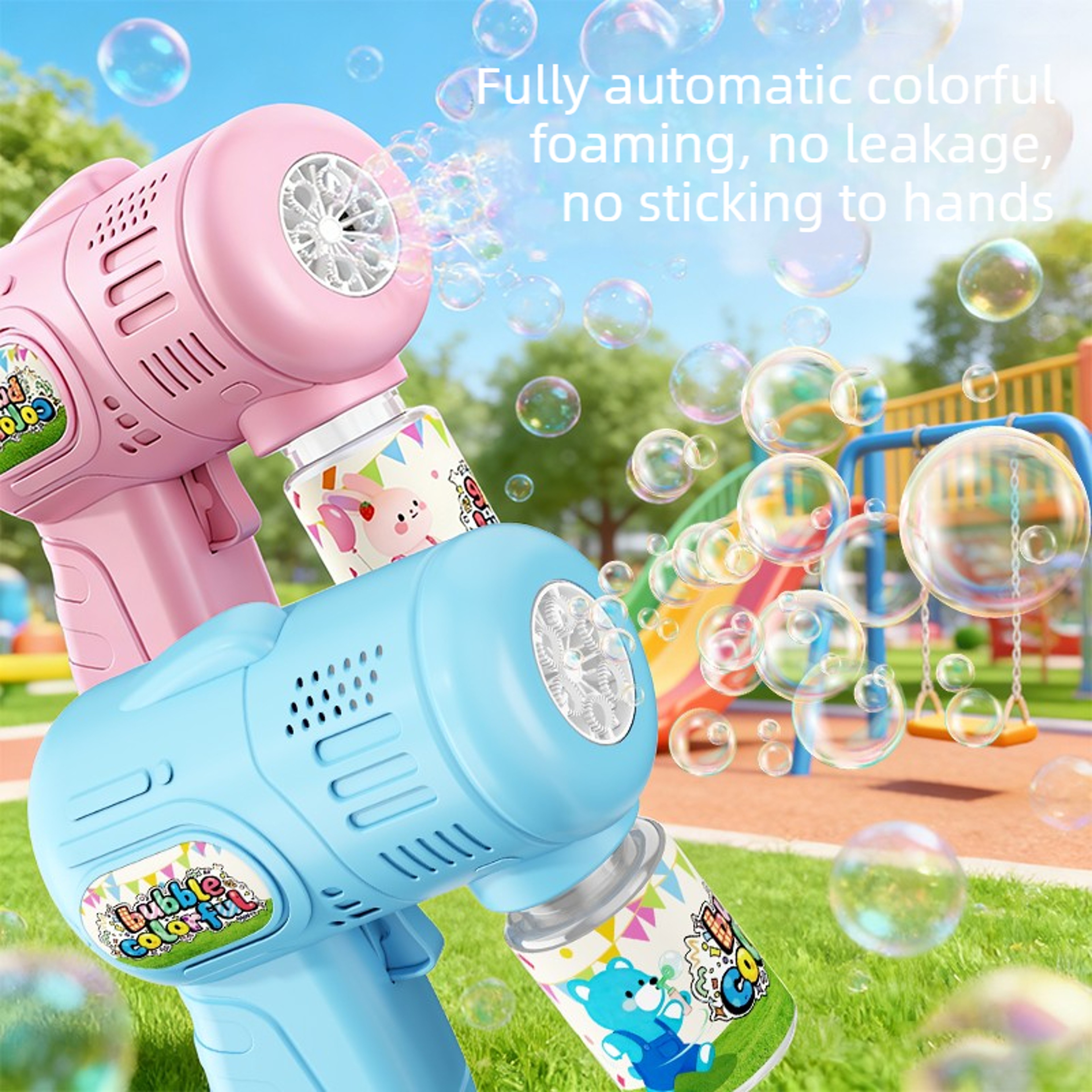 Magic Glow Electric Bubble Gun with LED Lights 6 Hole Automatic Bubble Blower for Kids Outdoor Fun – view 1