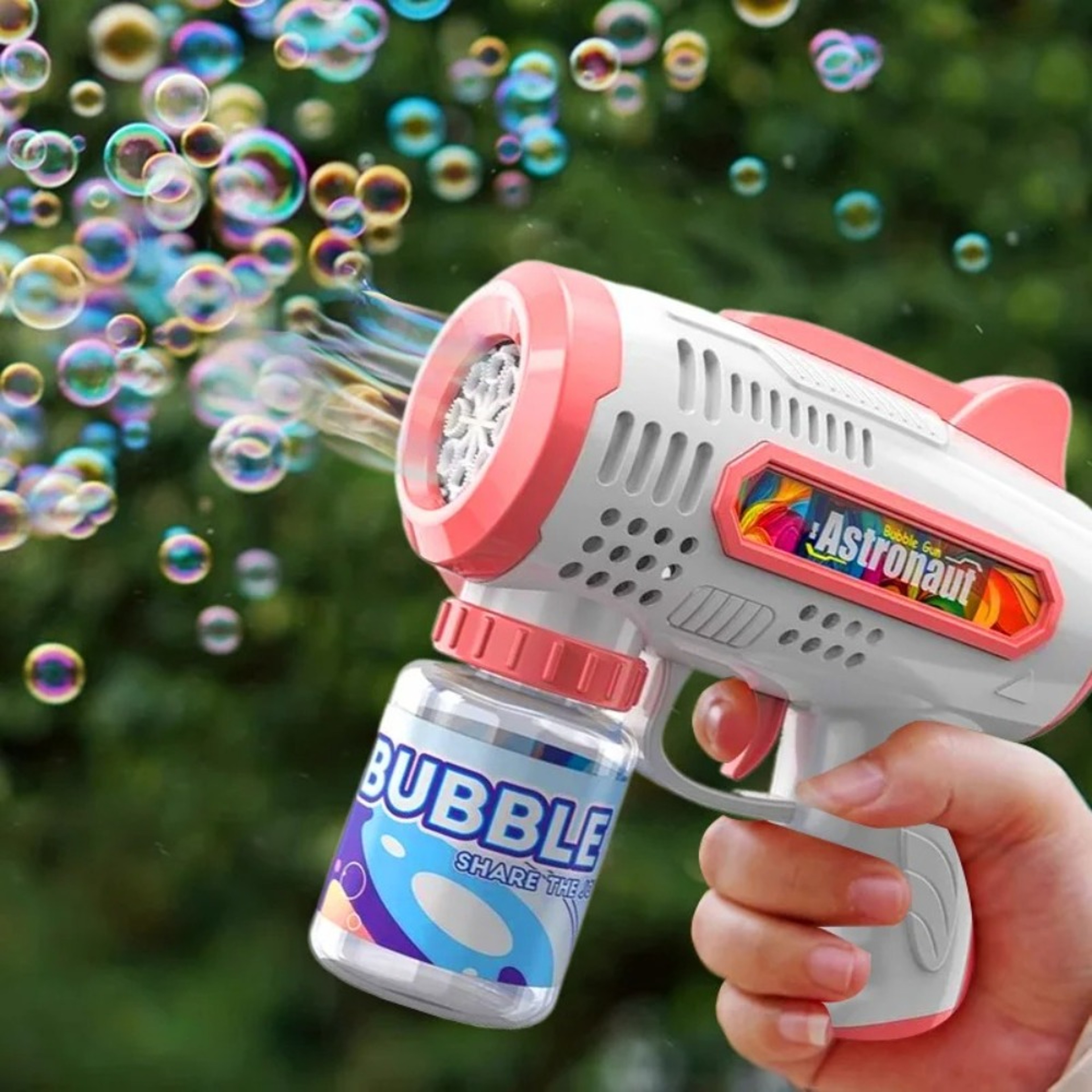 Magic Glow Electric Bubble Gun with LED Lights 6 Hole Automatic Bubble Blower for Kids Outdoor Fun – view 5