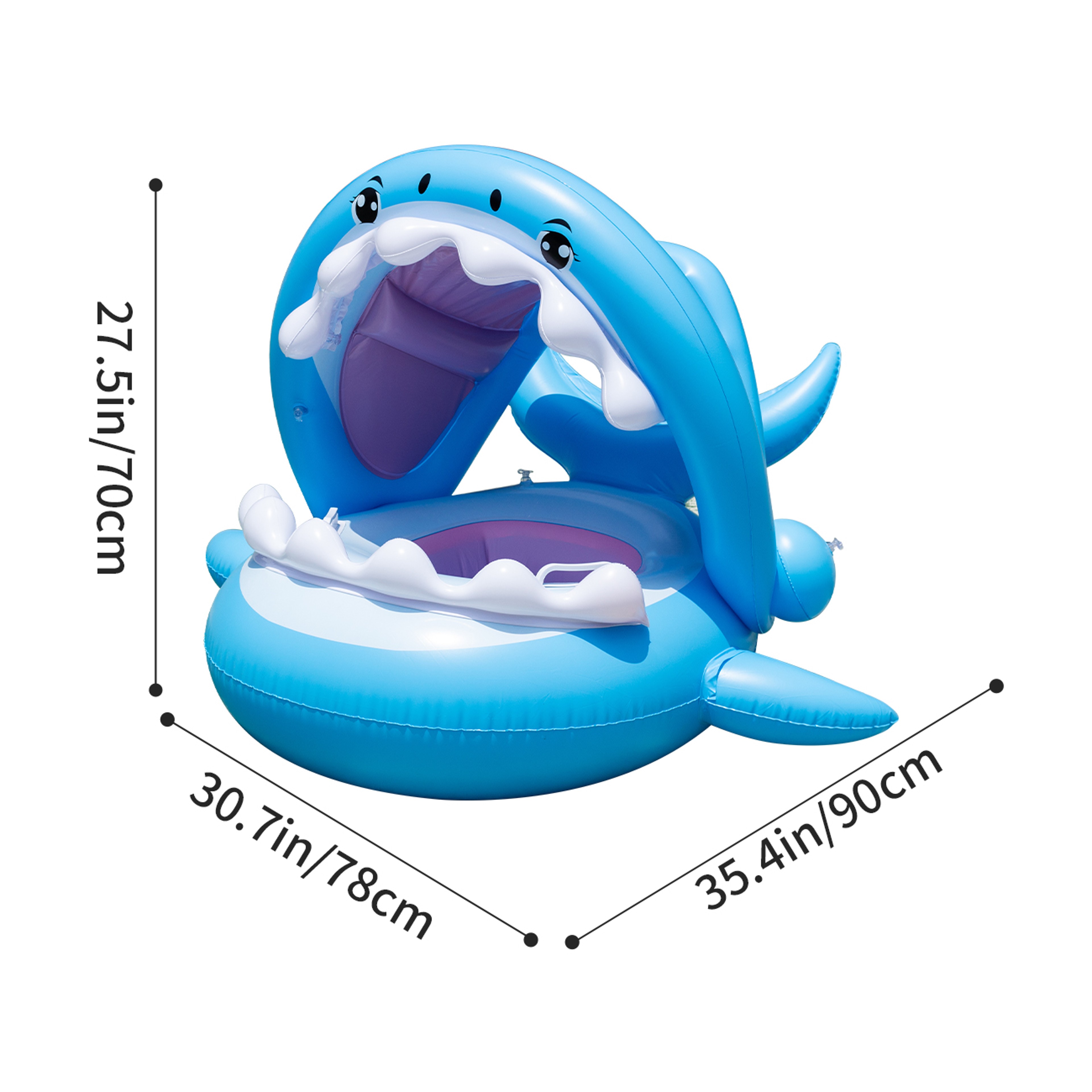 Canopy Shark Float Seat For Kids Portable Kids Pool Float With Sunshade 4