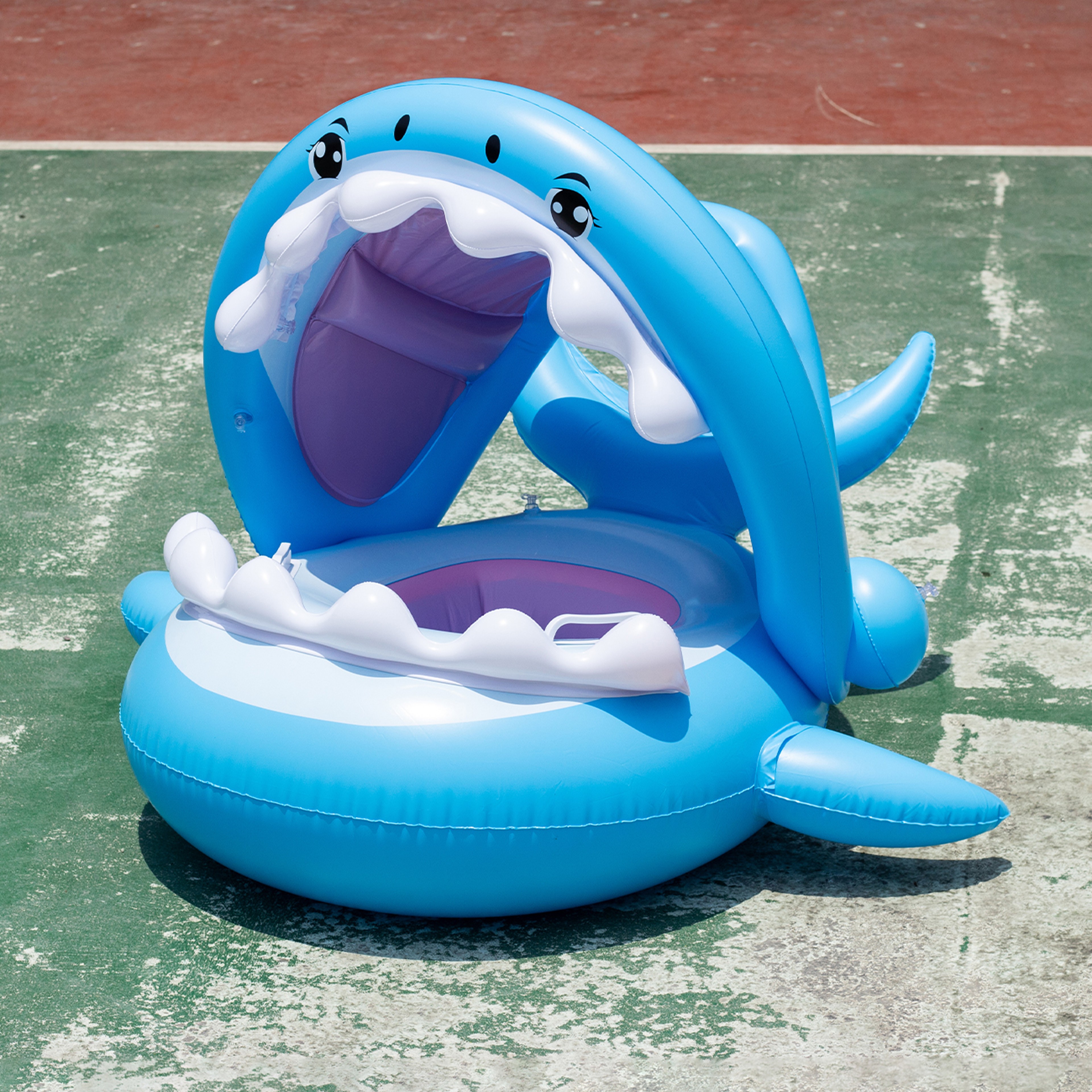 Canopy Shark Float Seat For Kids Portable Kids Pool Float With Sunshade 3
