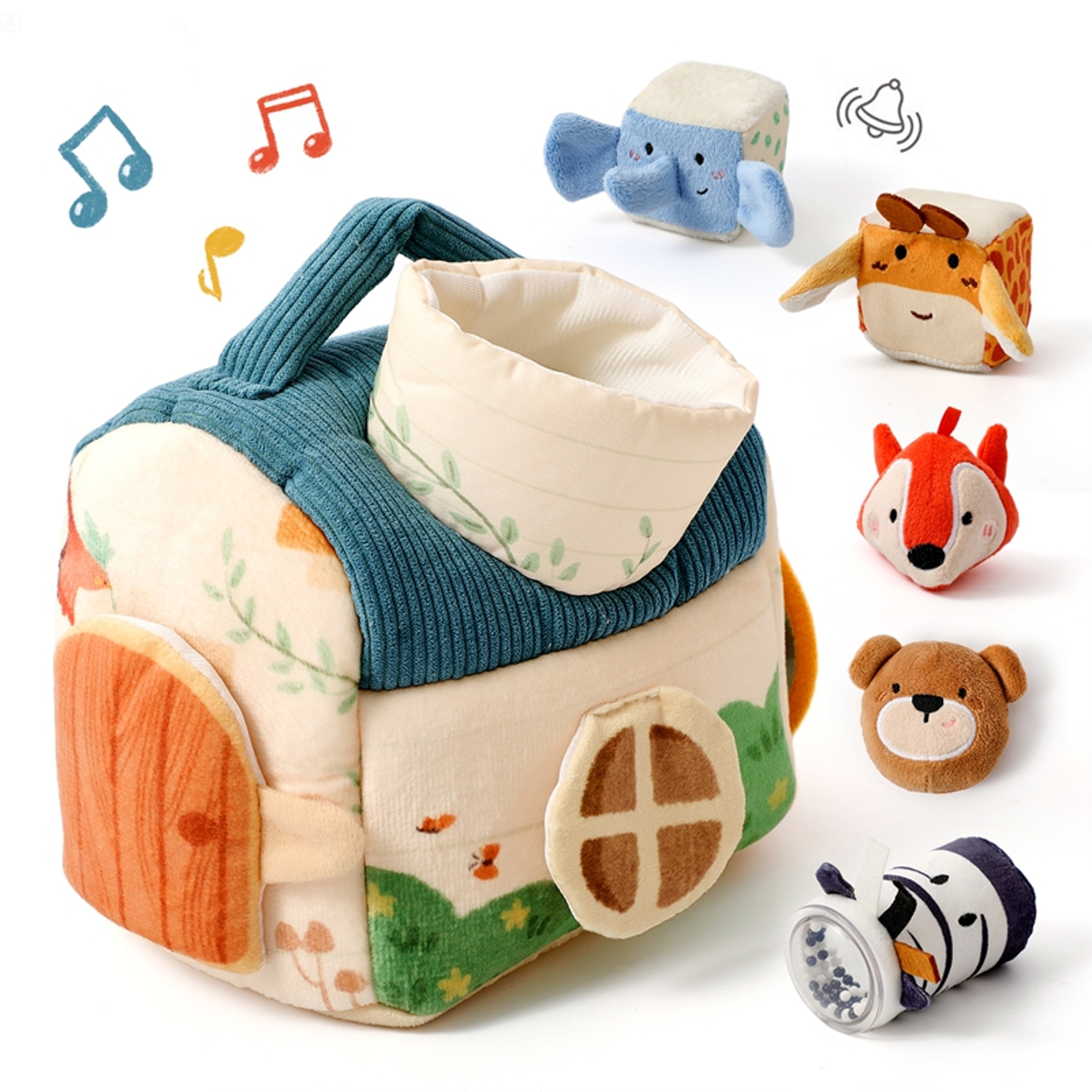 Montessori Baby Toy Plush Farm House with Sensory Farm Animals for Fine Motor Learning – view 1