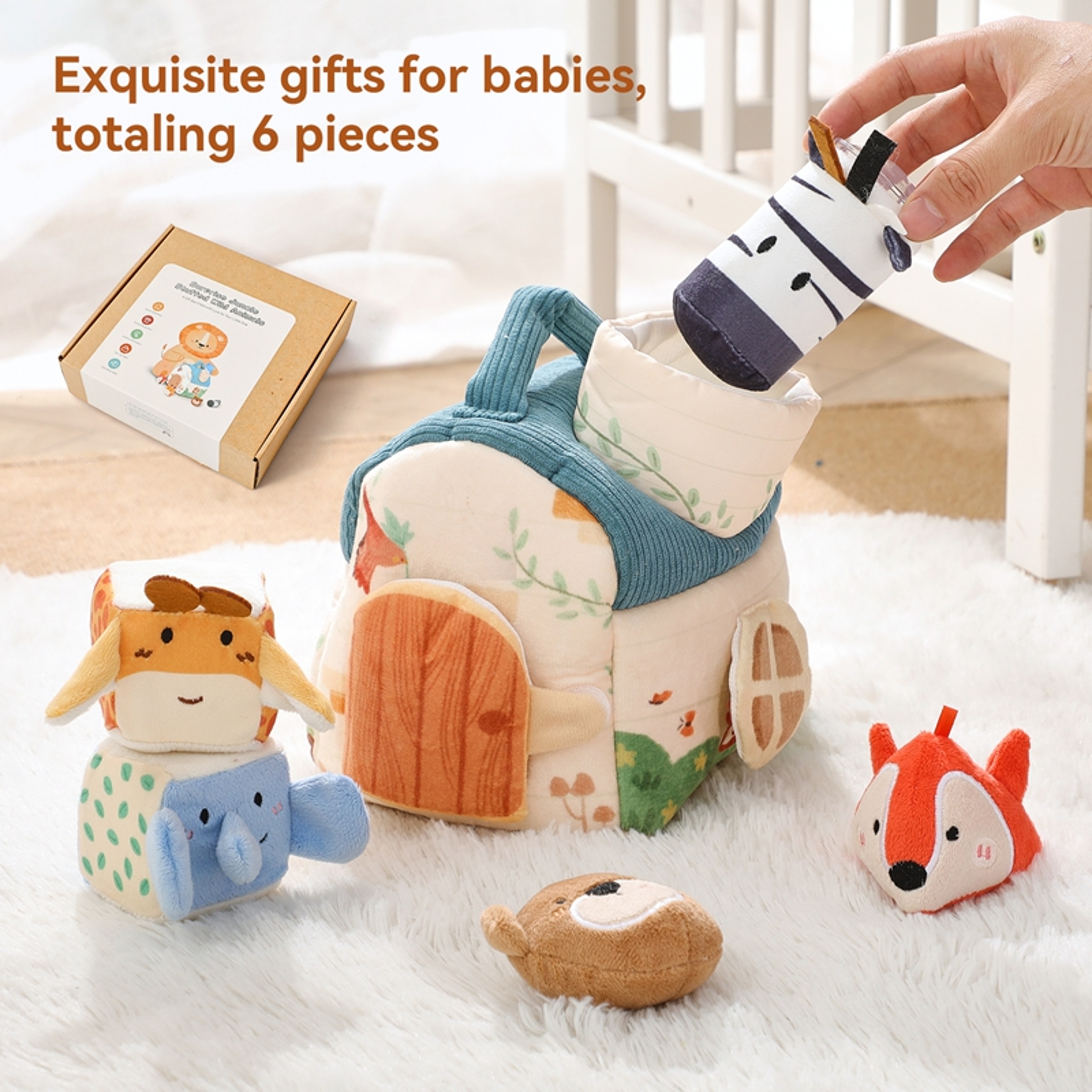 Montessori Baby Toy Plush Farm House with Sensory Farm Animals for Fine Motor Learning – view 6