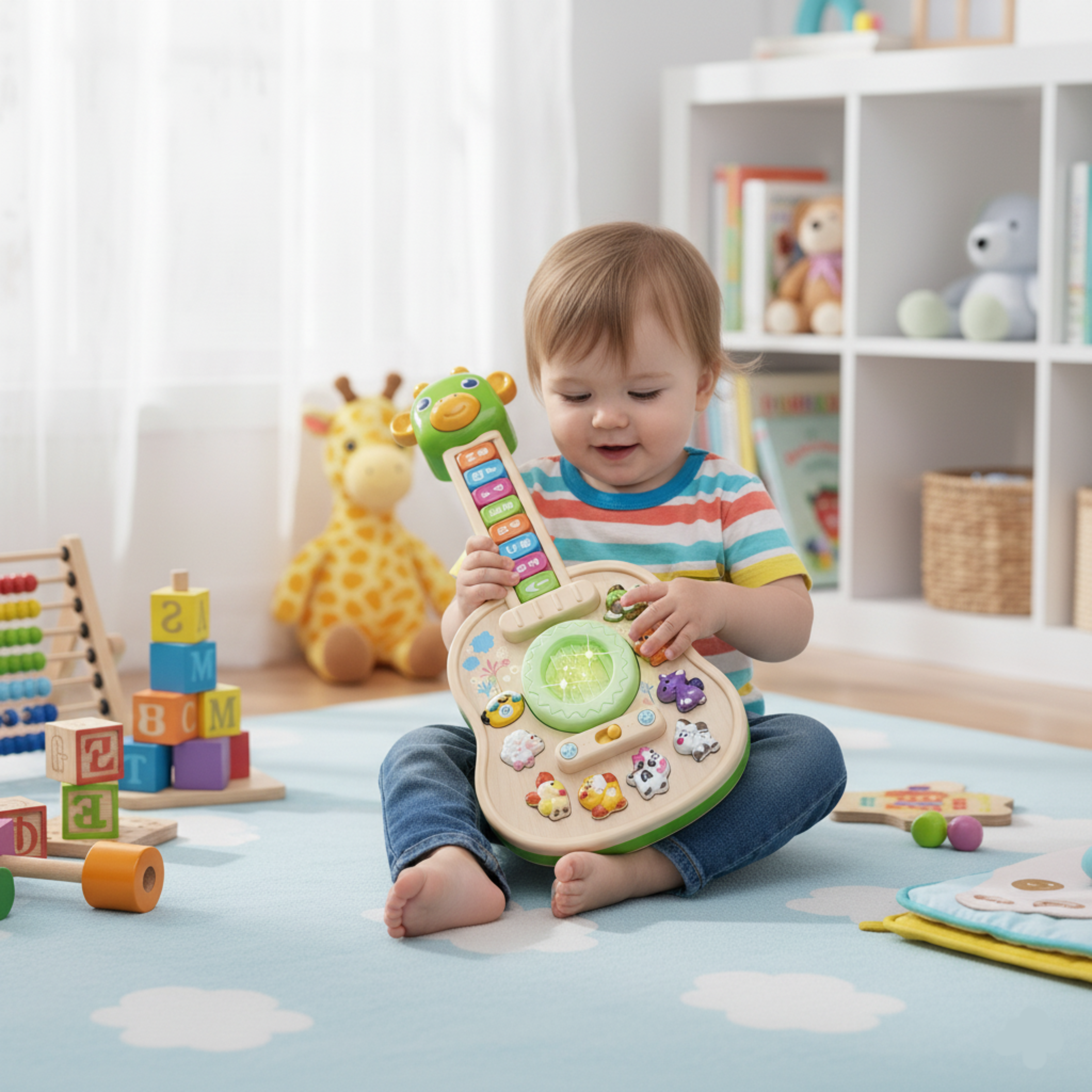 Giraffe Toddler Musical Guitar Baby Learning Toy With Animal Sounds Lights And Piano Keys 3