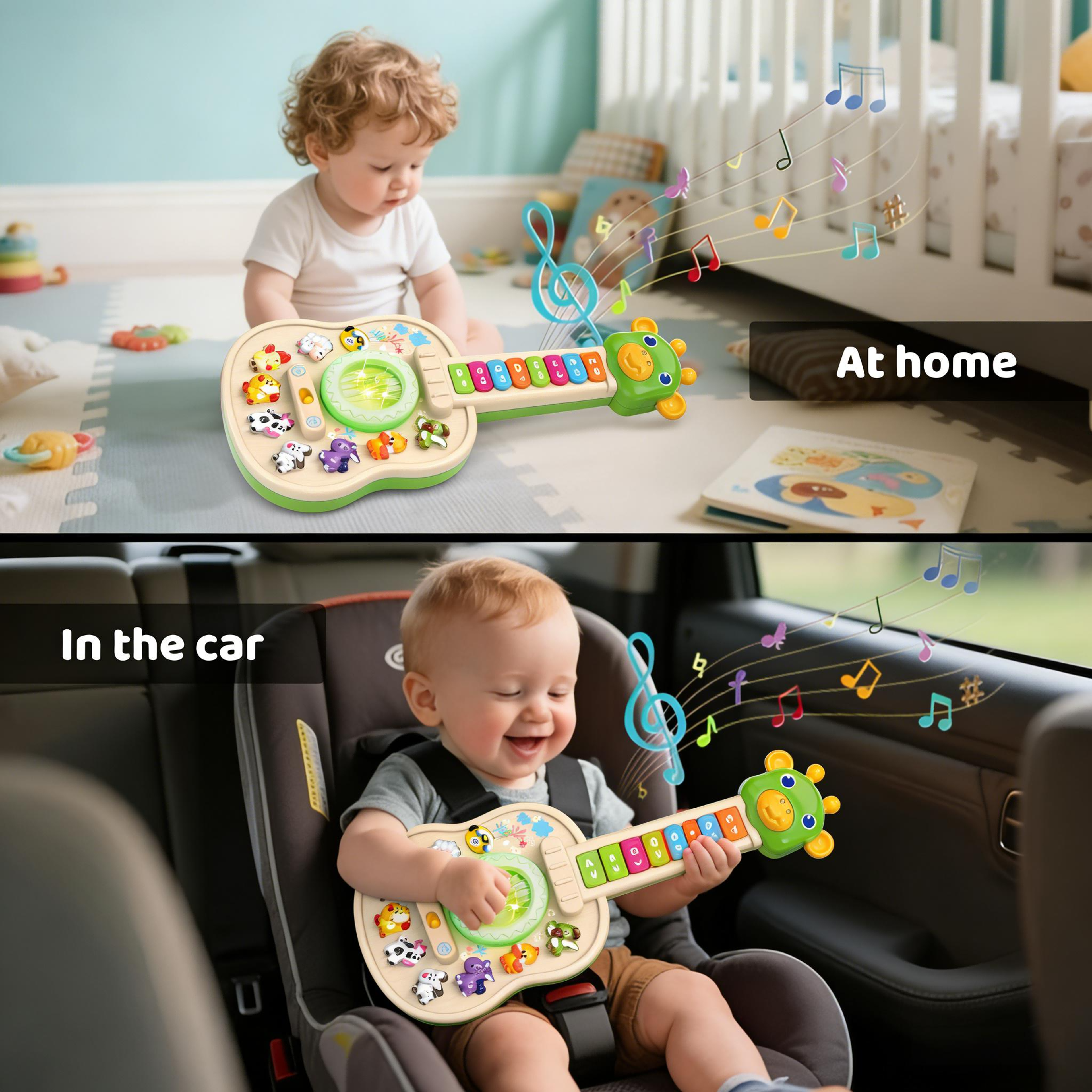 Giraffe Toddler Musical Guitar Baby Learning Toy With Animal Sounds Lights And Piano Keys 5