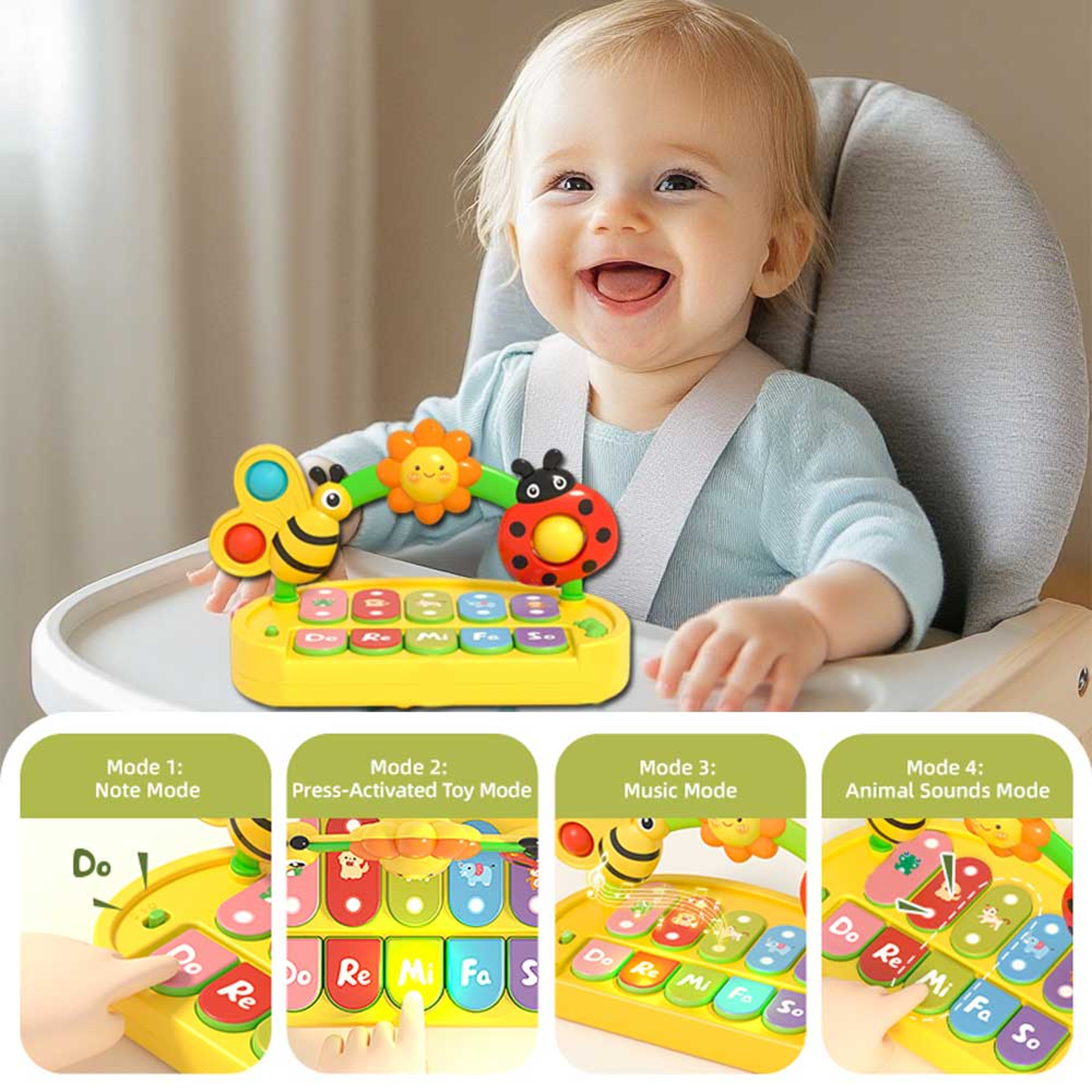 Baby Piano Toy with Lights and Music 4 Mode Light Up Piano for Toddlers 6 to 36 Months – view 5