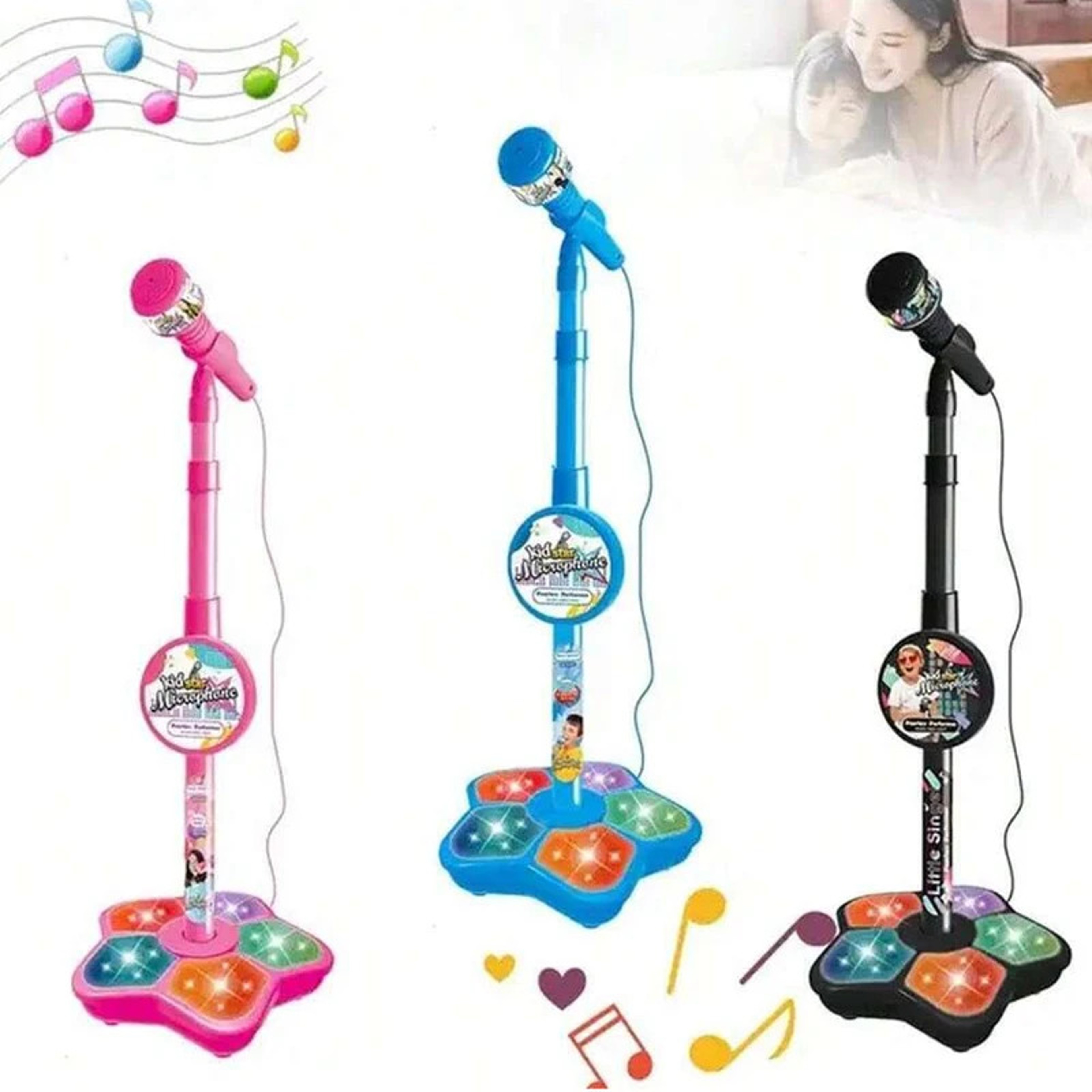 Kids Karaoke Microphone Stand with Electronic Amplifier and Adjustable Mic for Singing Fun – view 1