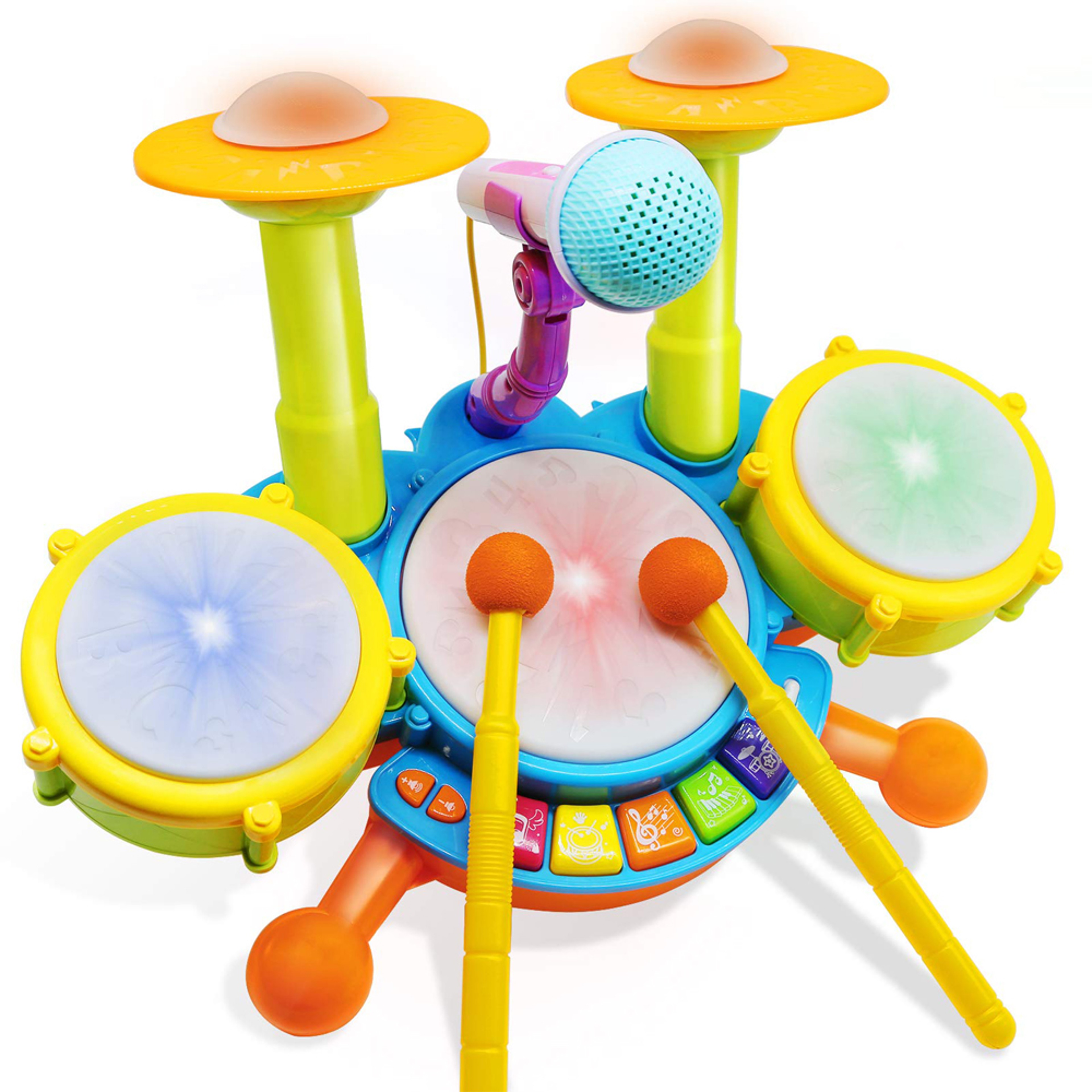 Kids Drum Set with Microphone Electronic Drum Kit Musical Instrument Toy for Boys and Girls – view 1