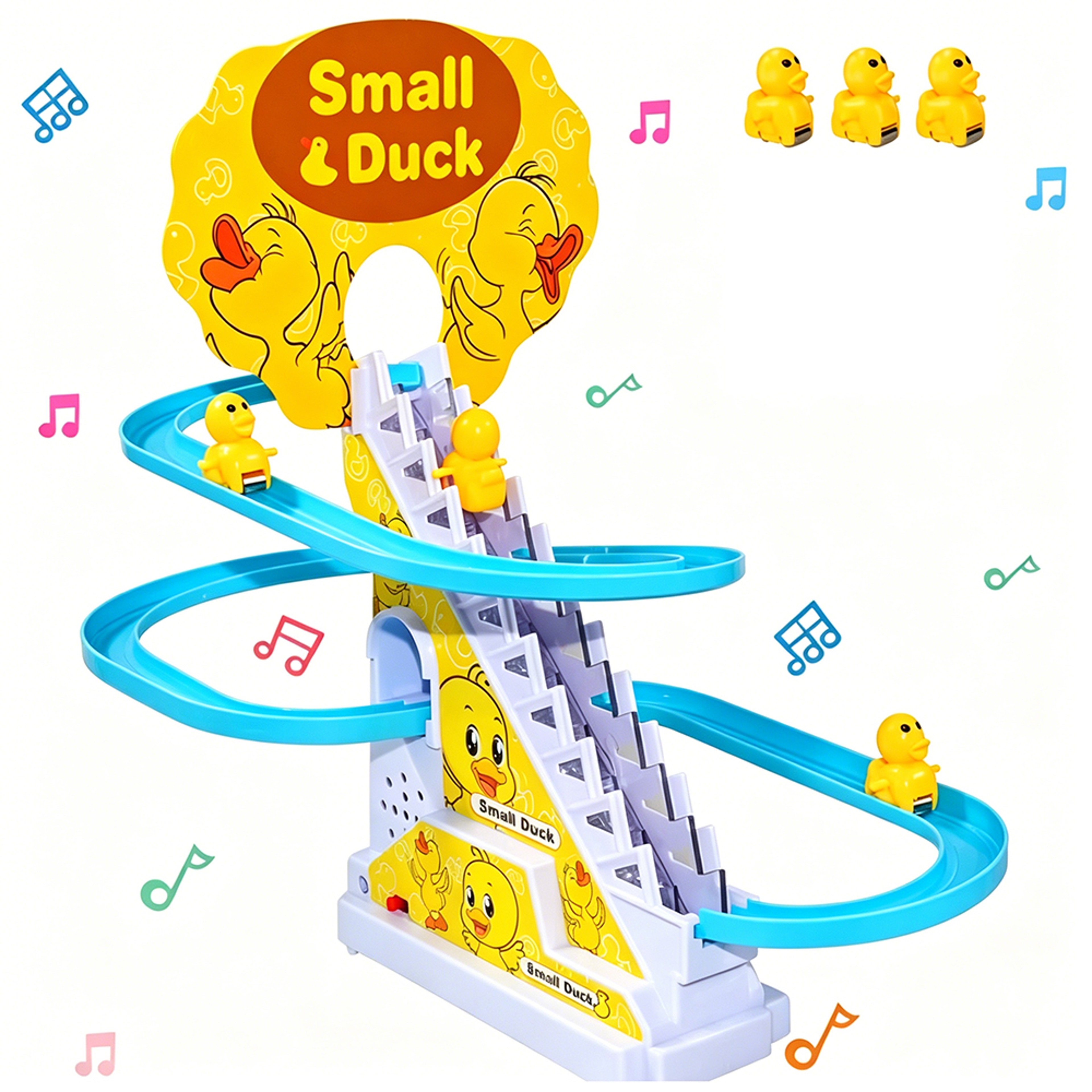 Duck Climbing Stairs Toy With Music LED Lights  Interactive Track For Toddlers 6