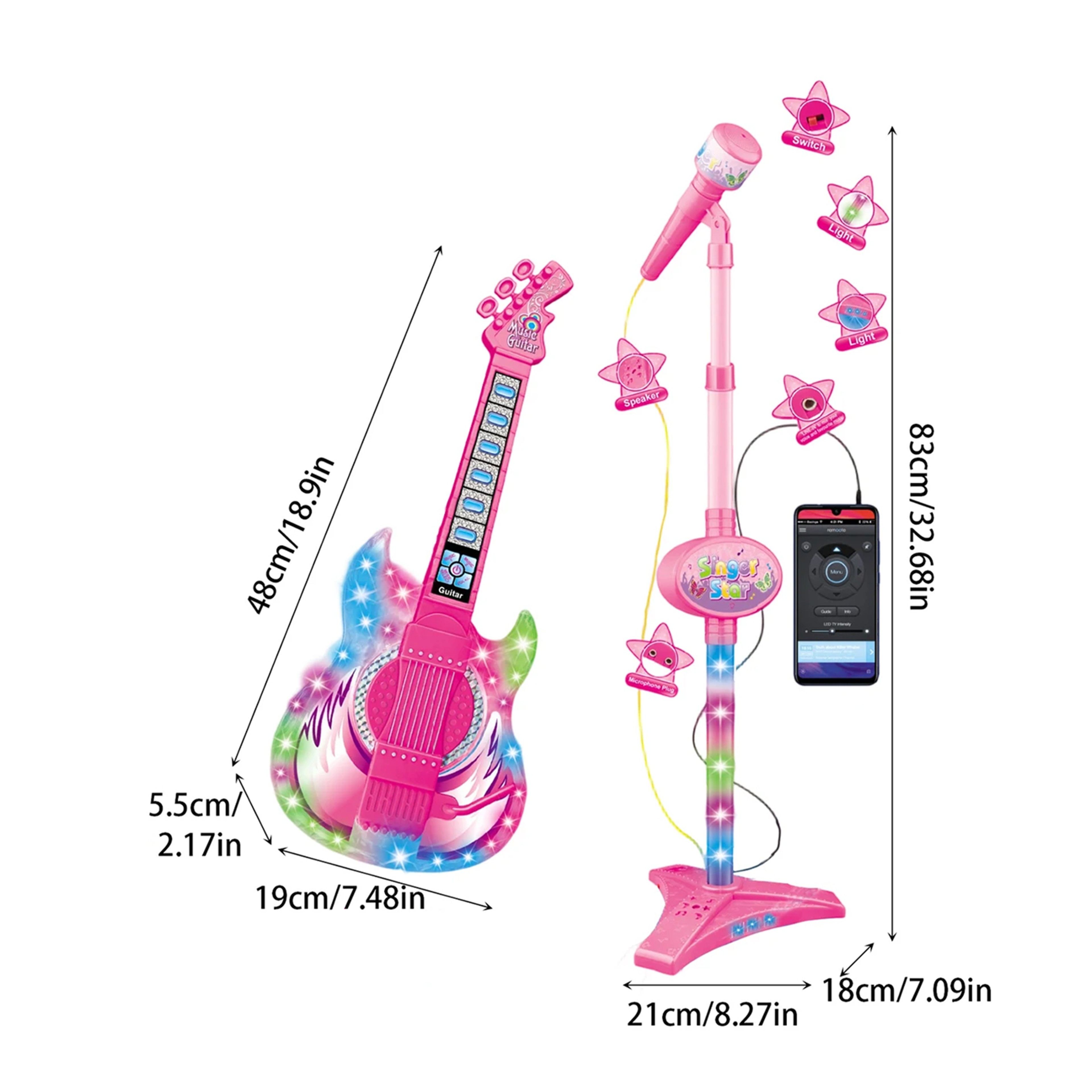 Kids Karaoke Machine Toy Guitar With Microphone Musical Instrument Set For Boys  Girls 4