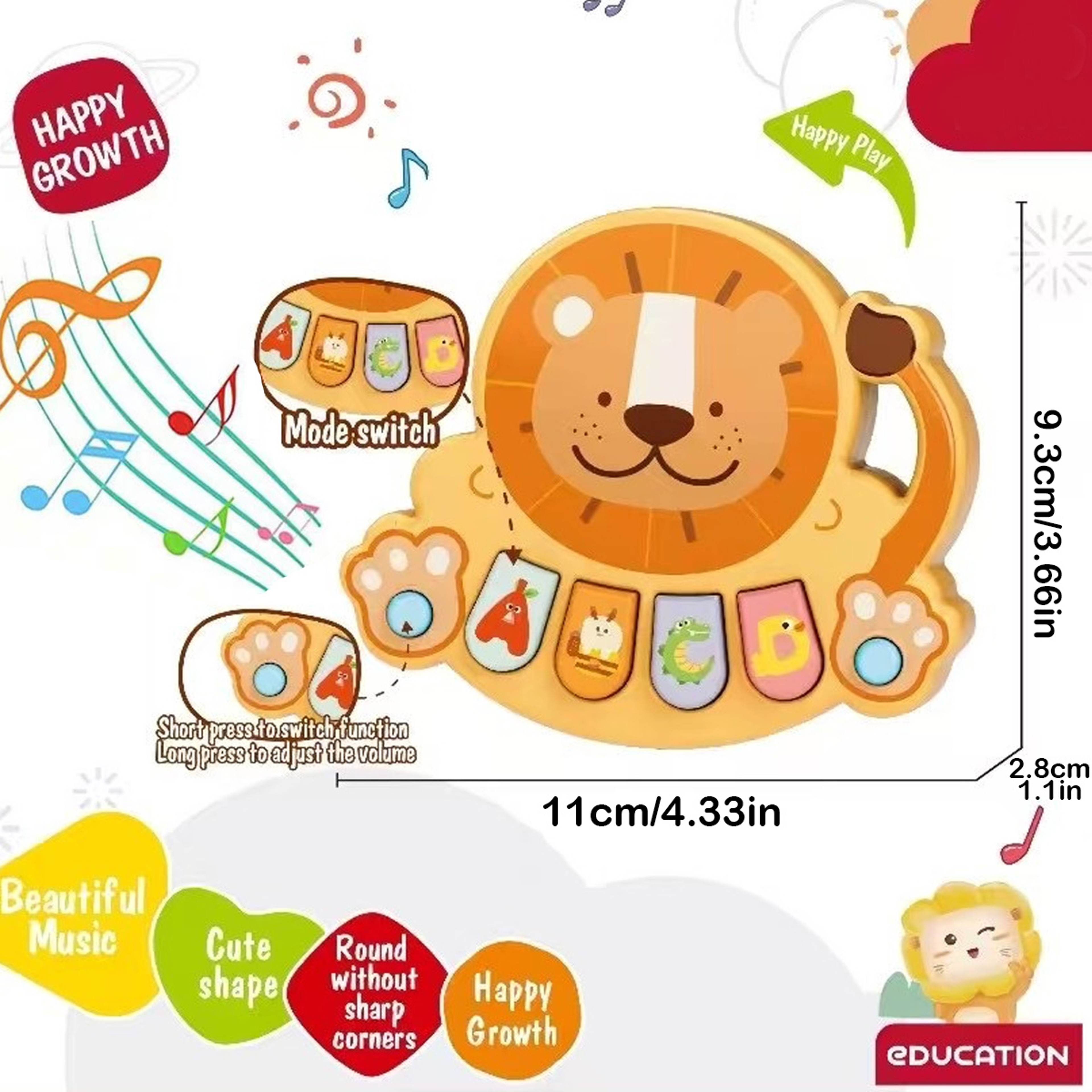 Kids Piano Toy Musical Learning Keyboard with Animal Sounds and Lights – view 5