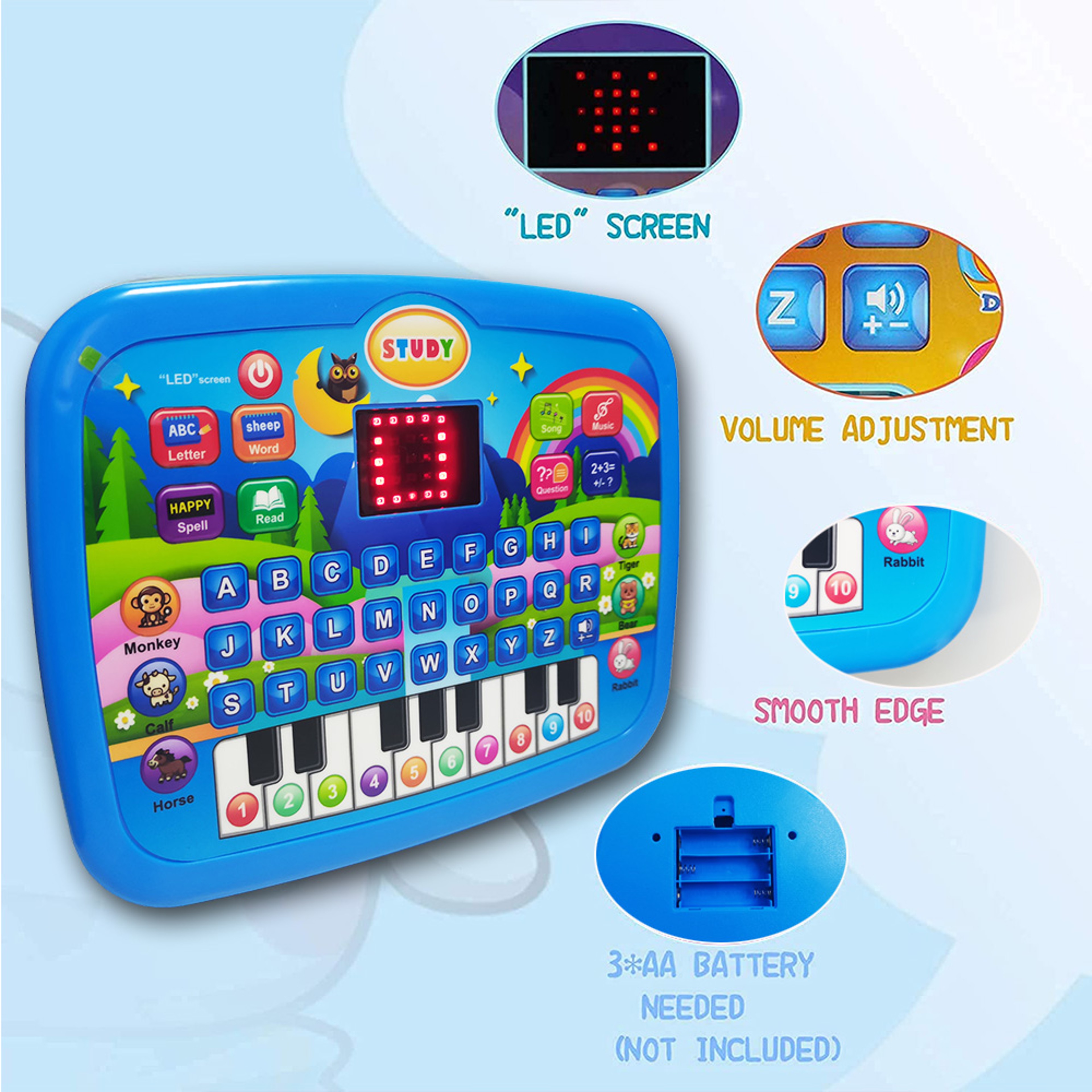 Interactive Kids Learning Tablet Educational Toy With Alphabet Numbers Music For Toddlers 2