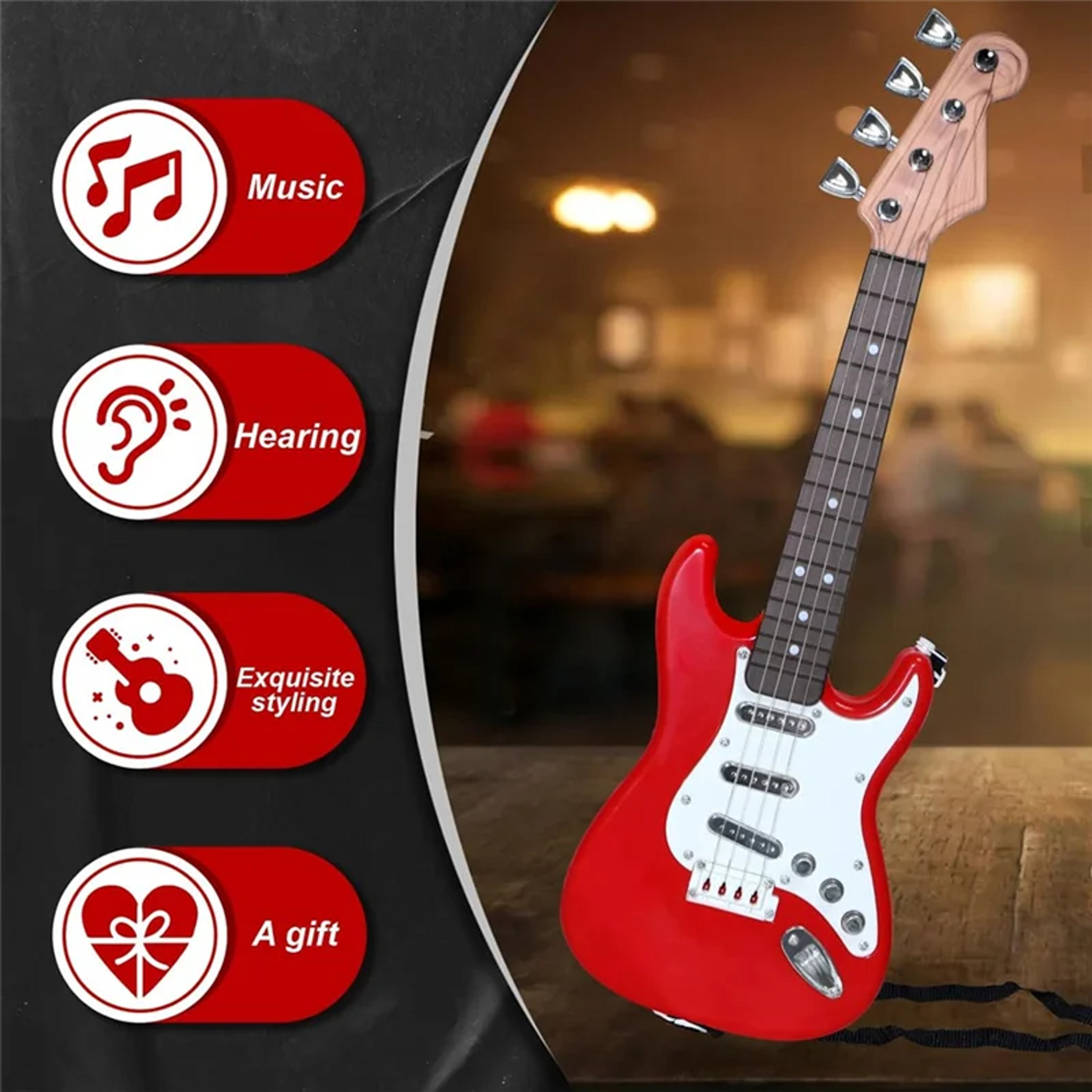 Kids Guitar Toy 4 String Toy Electric Guitar Musical Instrument For Children 1