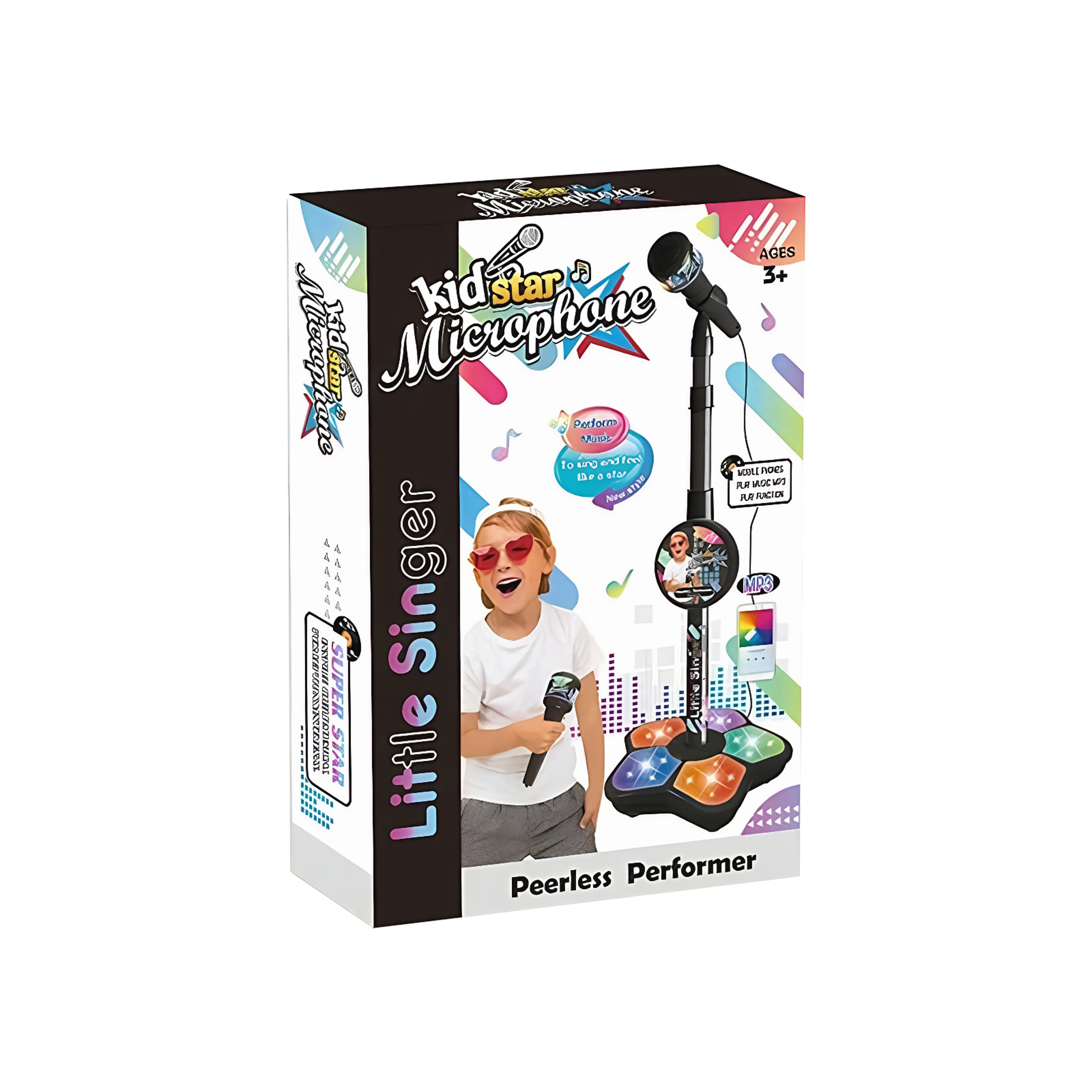 Kids Karaoke Machine with Adjustable Microphone Stand and Lights for Toddlers Age 3+ – view 5