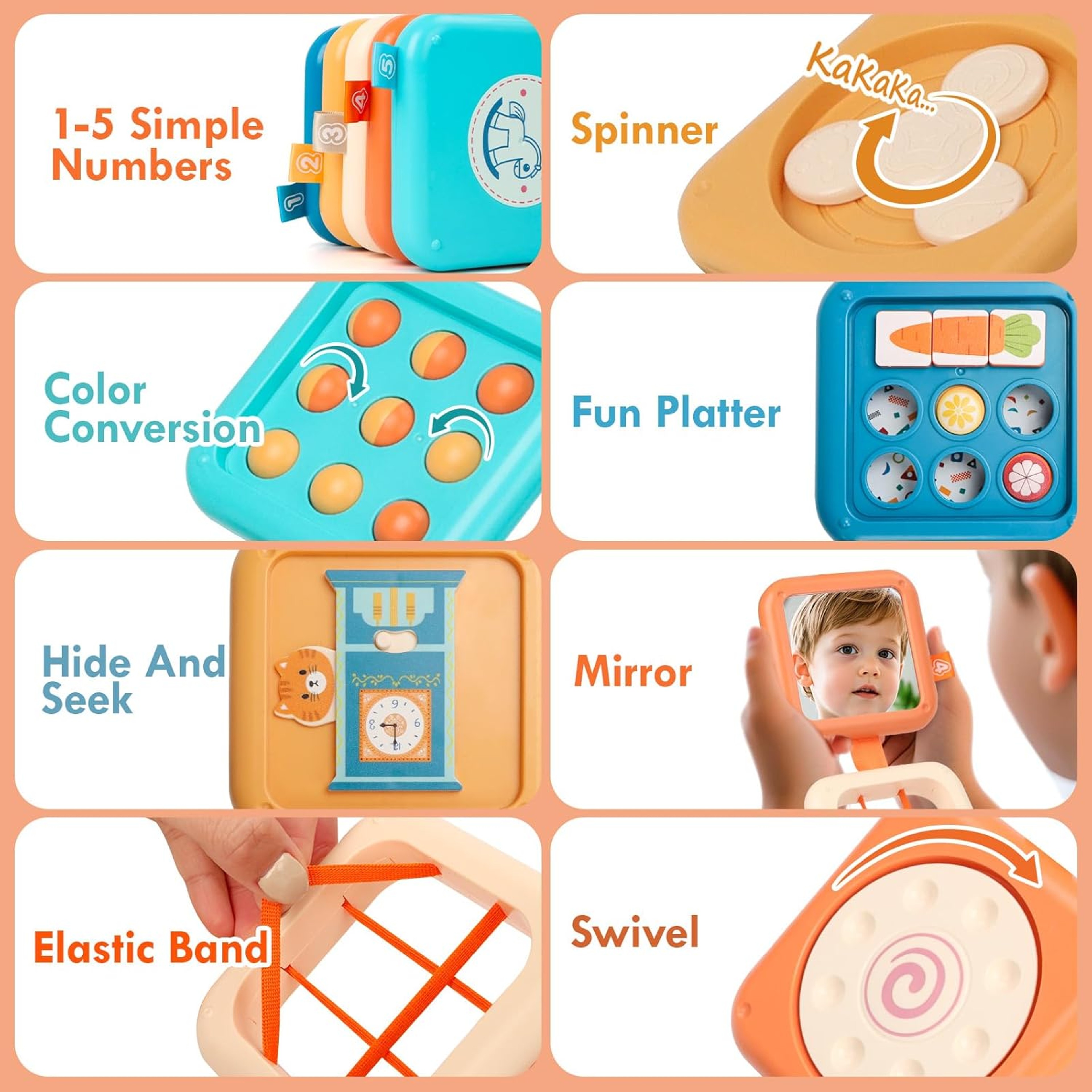 Montessori Busy Board Activity Cube for Toddlers Sensory Toy for Fine Motor Learning & Travel – view 3