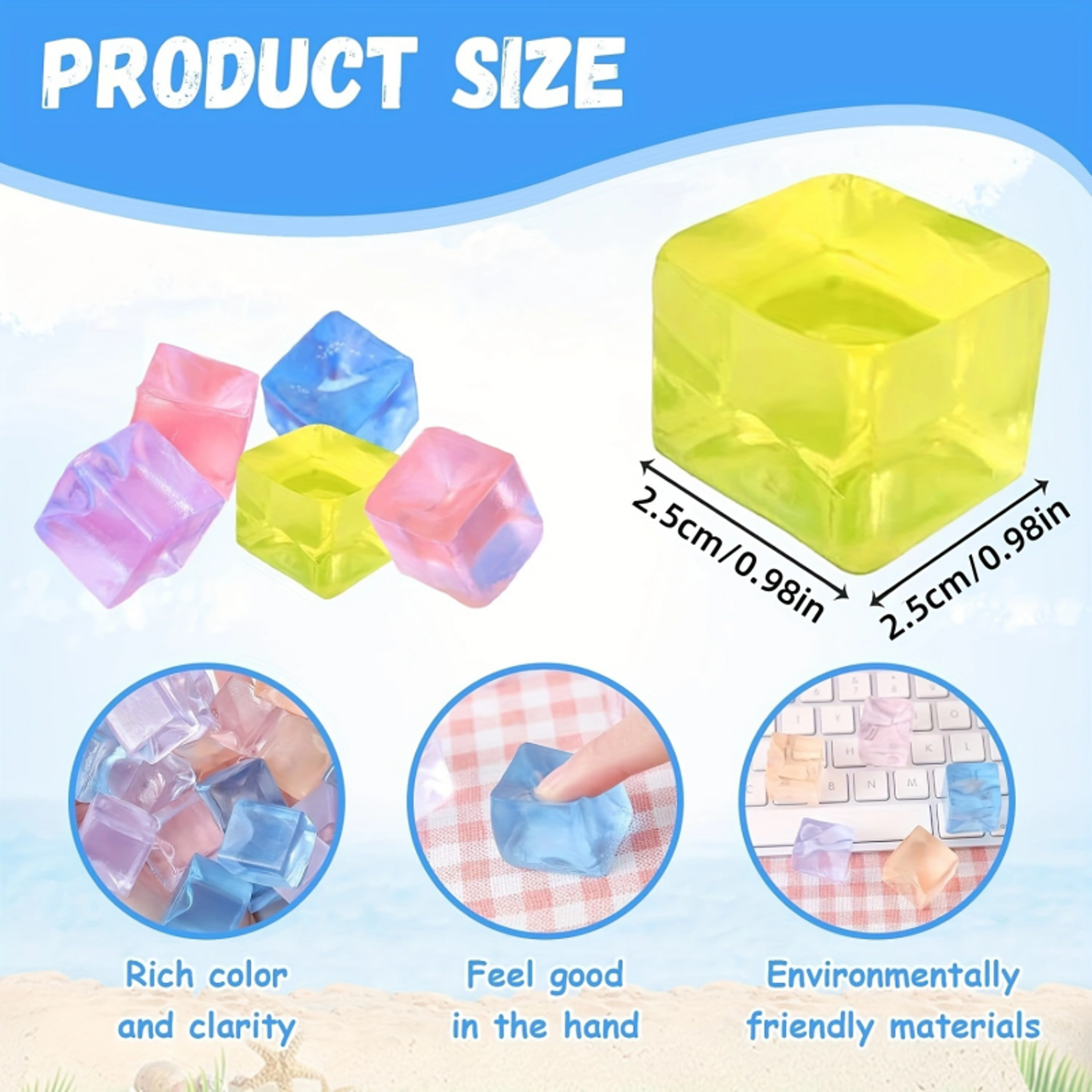 Crystal Clear Ice Cube Squishy Toy for Stress Relief and Sensory Fidget Fun – view 2