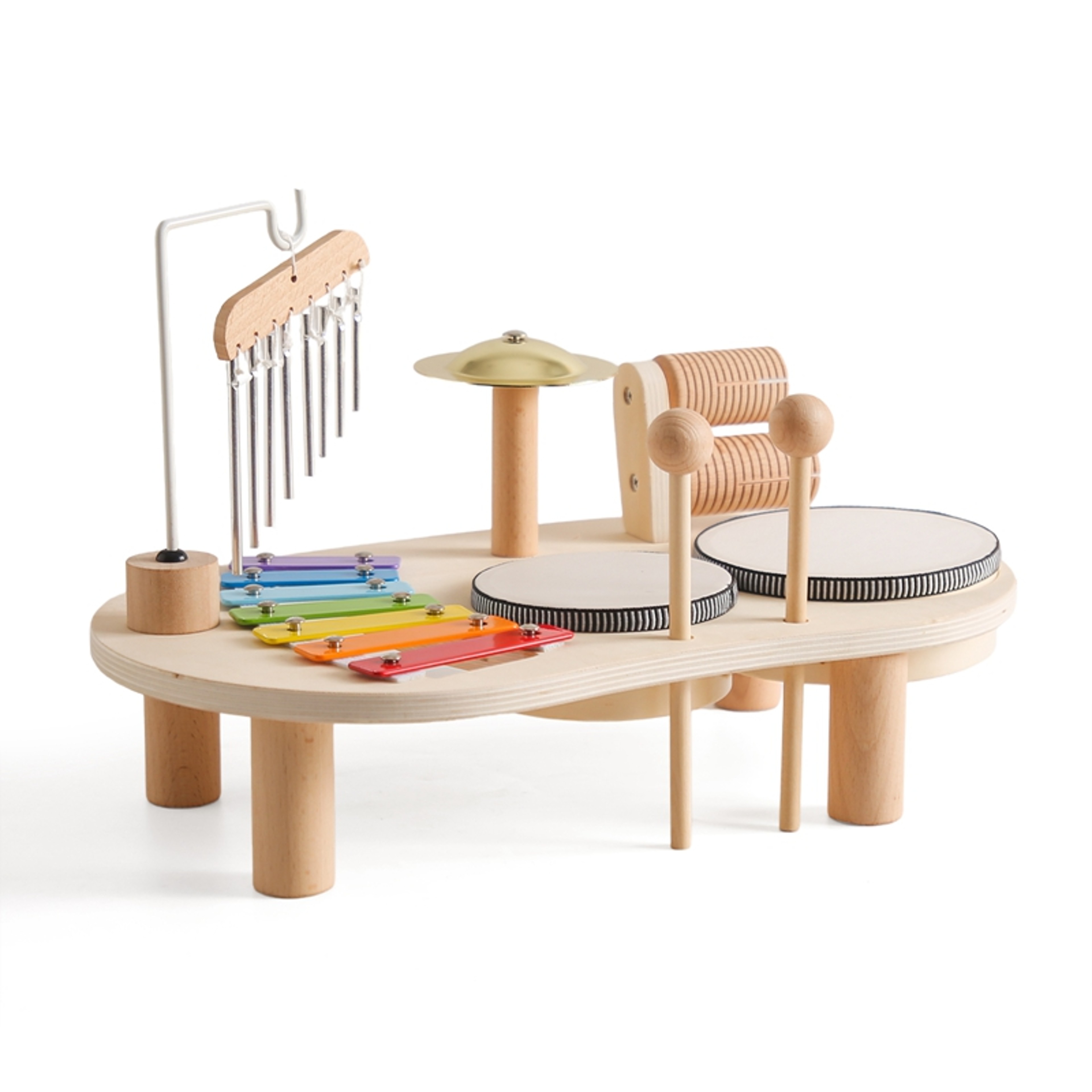 Montessori Musical Toy Wooden Baby Music Table with Xylophone and Aeolian Bells for Toddlers – view 7