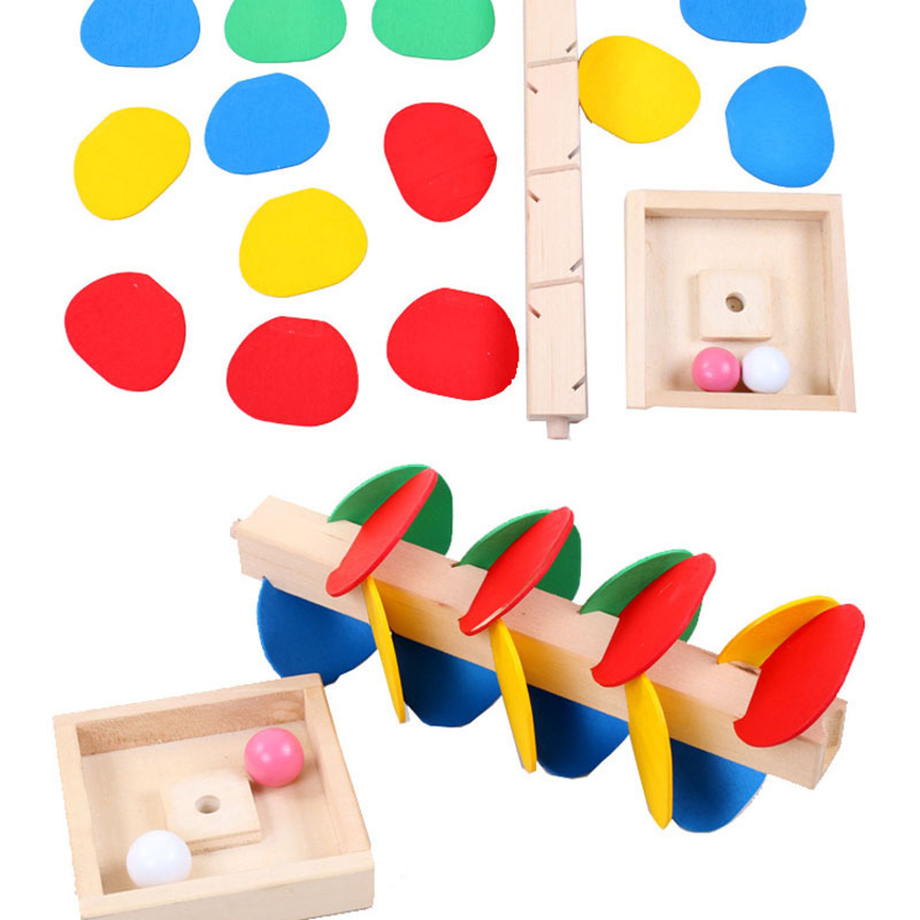 Montessori Wooden Ball Drop Tree Tower Building Blocks For Toddlers Early Learning Toy 1