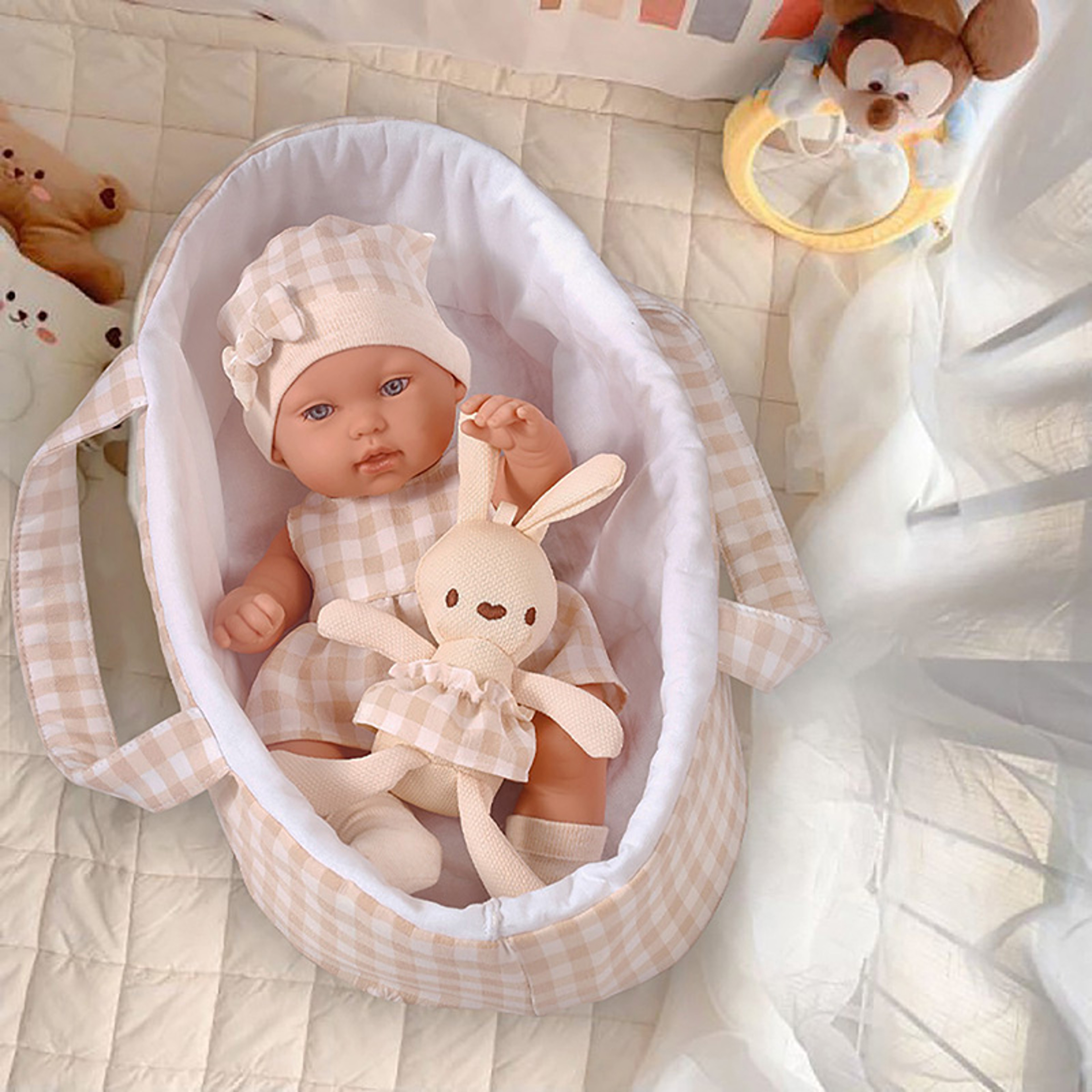 14-Inch Reborn Baby Doll with Clothes, Sleeping Basket & Bunny Plush Gift Set – view 7