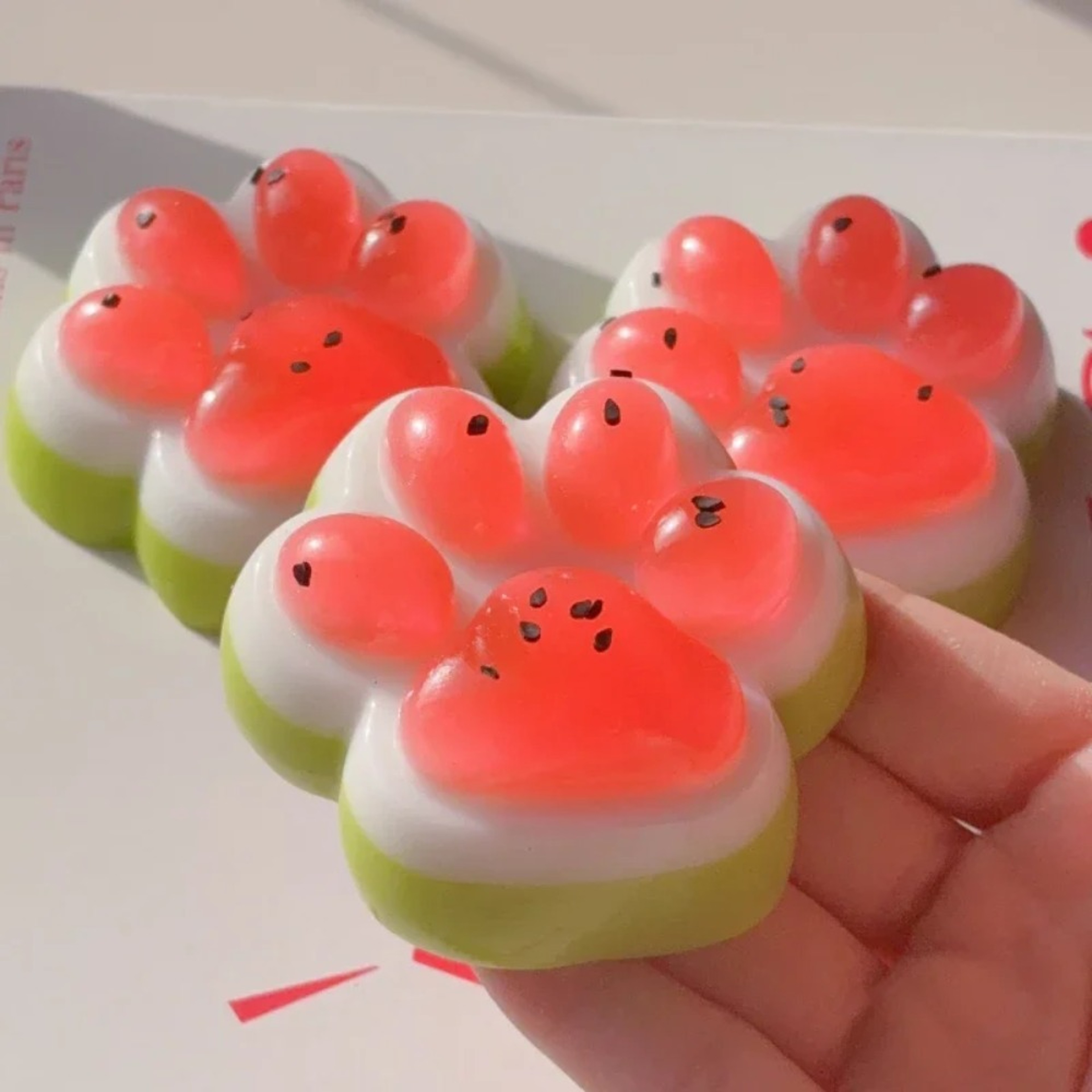 Watermelon Cat Paw Mochi Squishy Slow Rising Stress Relief Toy For Sensory Fun 3