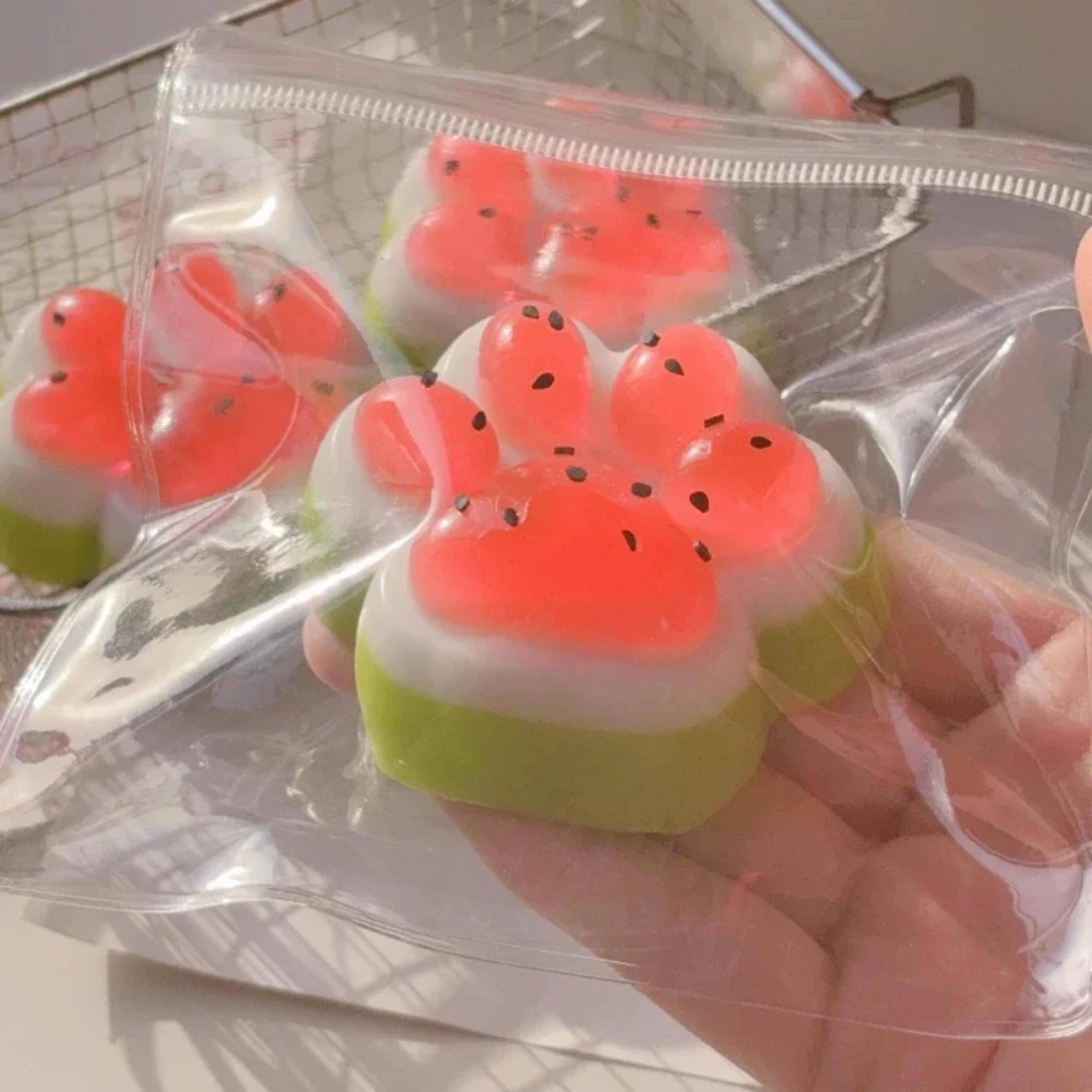 Watermelon Cat Paw Mochi Squishy Slow Rising Stress Relief Toy For Sensory Fun 5