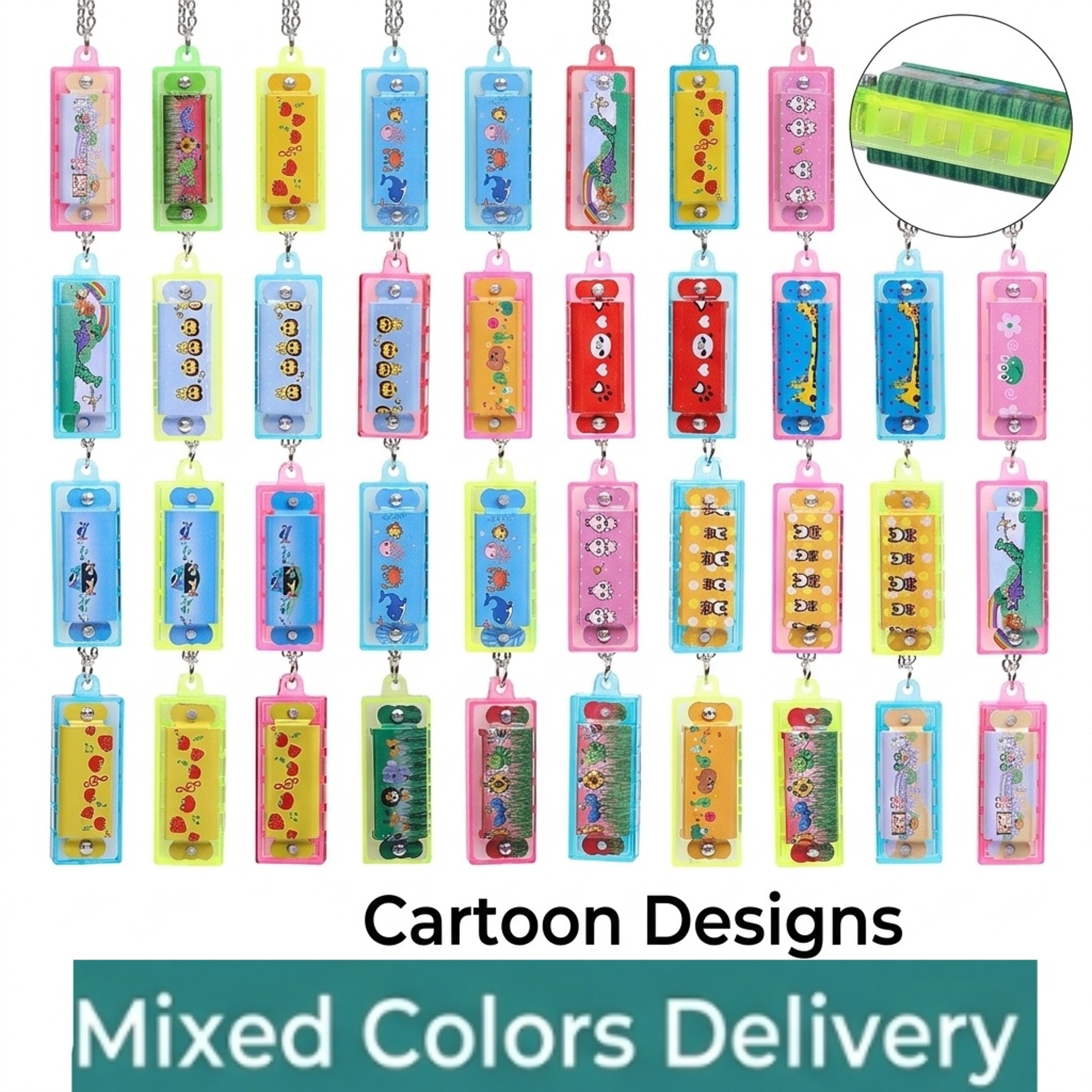 Colorful Mini Harmonica Necklace for Kids 4-Hole Musical Toy Party Favor Gift – view 4