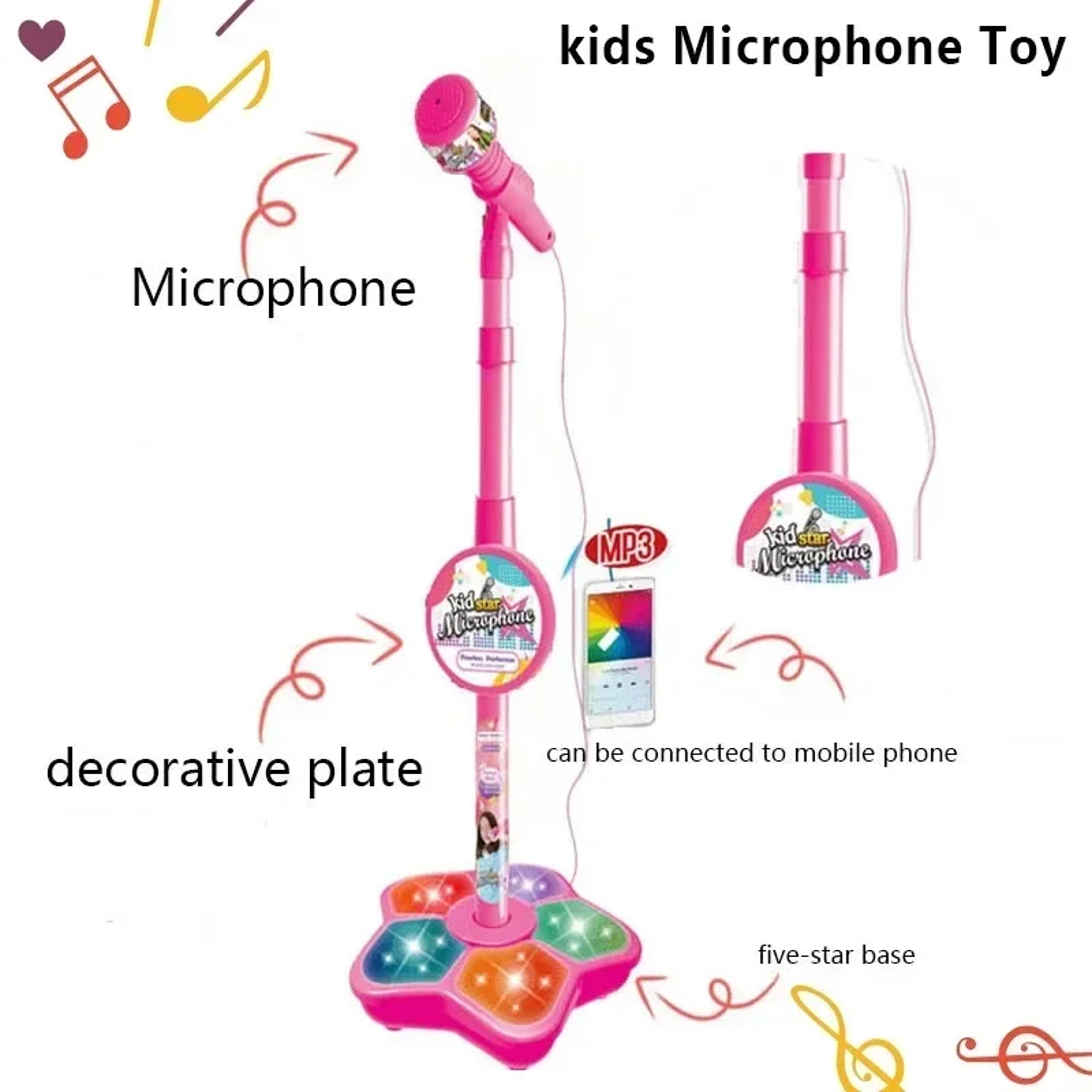 SuperStar Kids Karaoke Microphone with Adjustable Microphone Stand for Kids & Music Fun – view 5