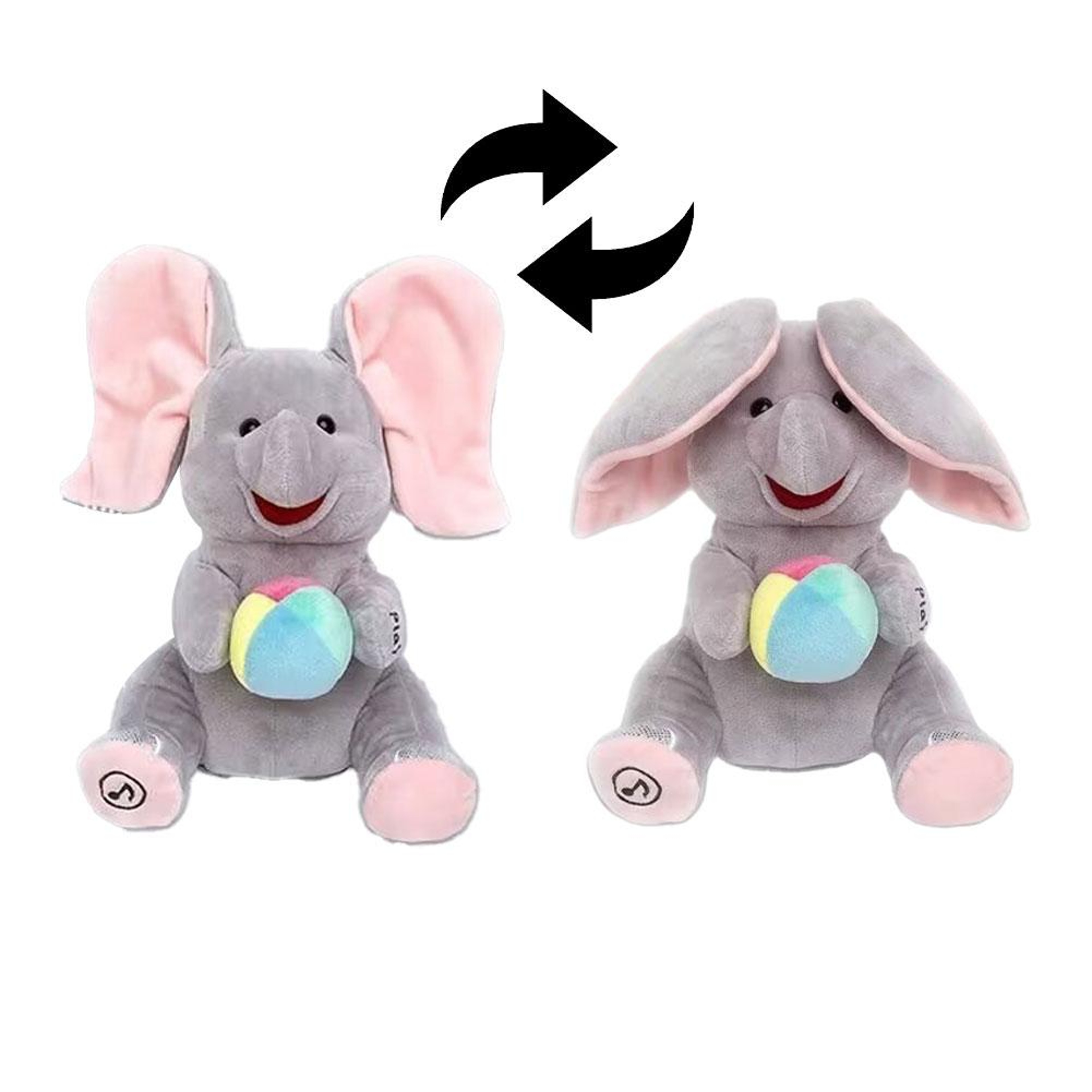 Peek a Boo Elephant Baby Sensory Toy with Music & Flapping Ears Interactive Plush – view 3
