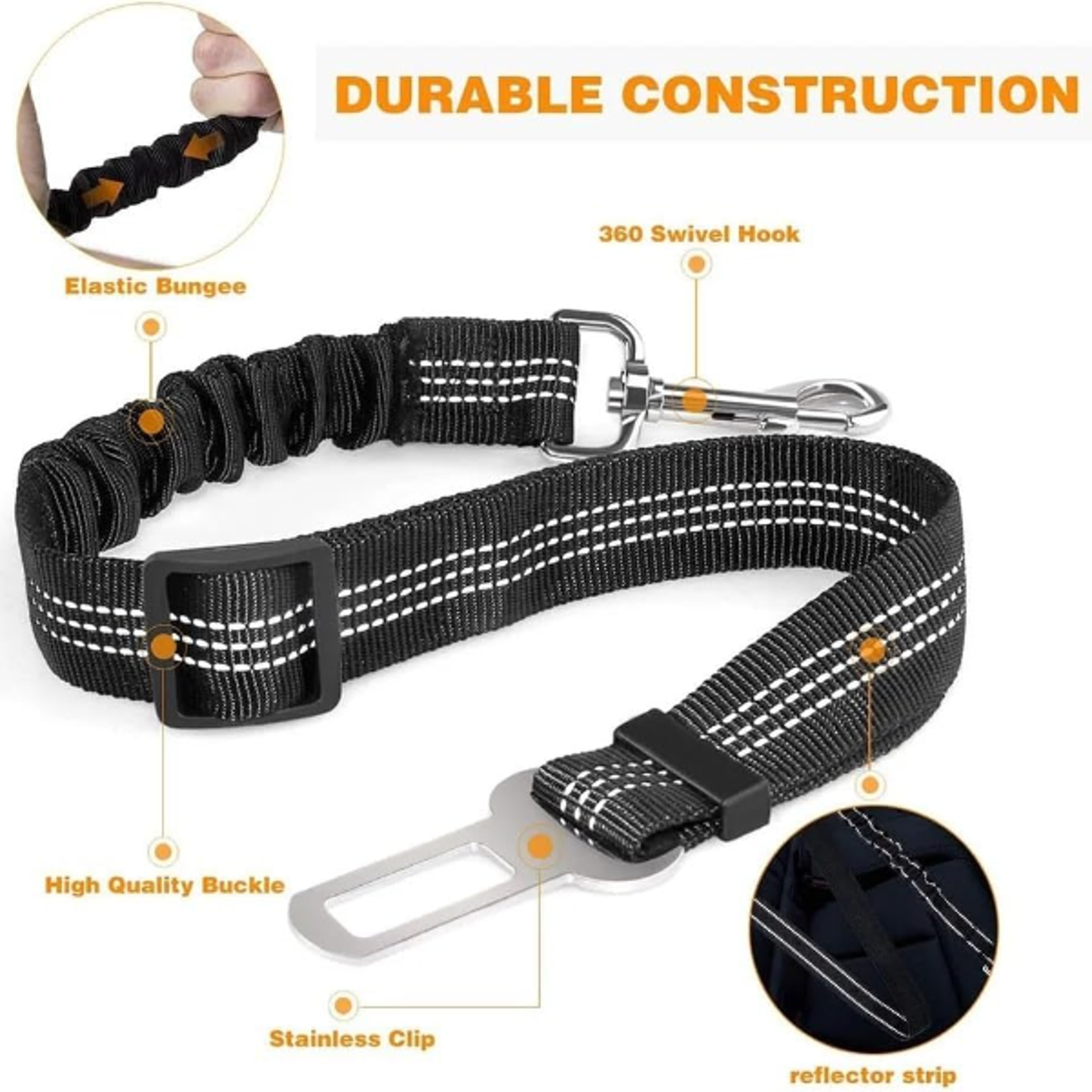 Adjustable Pet Car Seat Belt Safety Harness Clip For Dogs  Cats Universal Vehicle Travel Accessory 4
