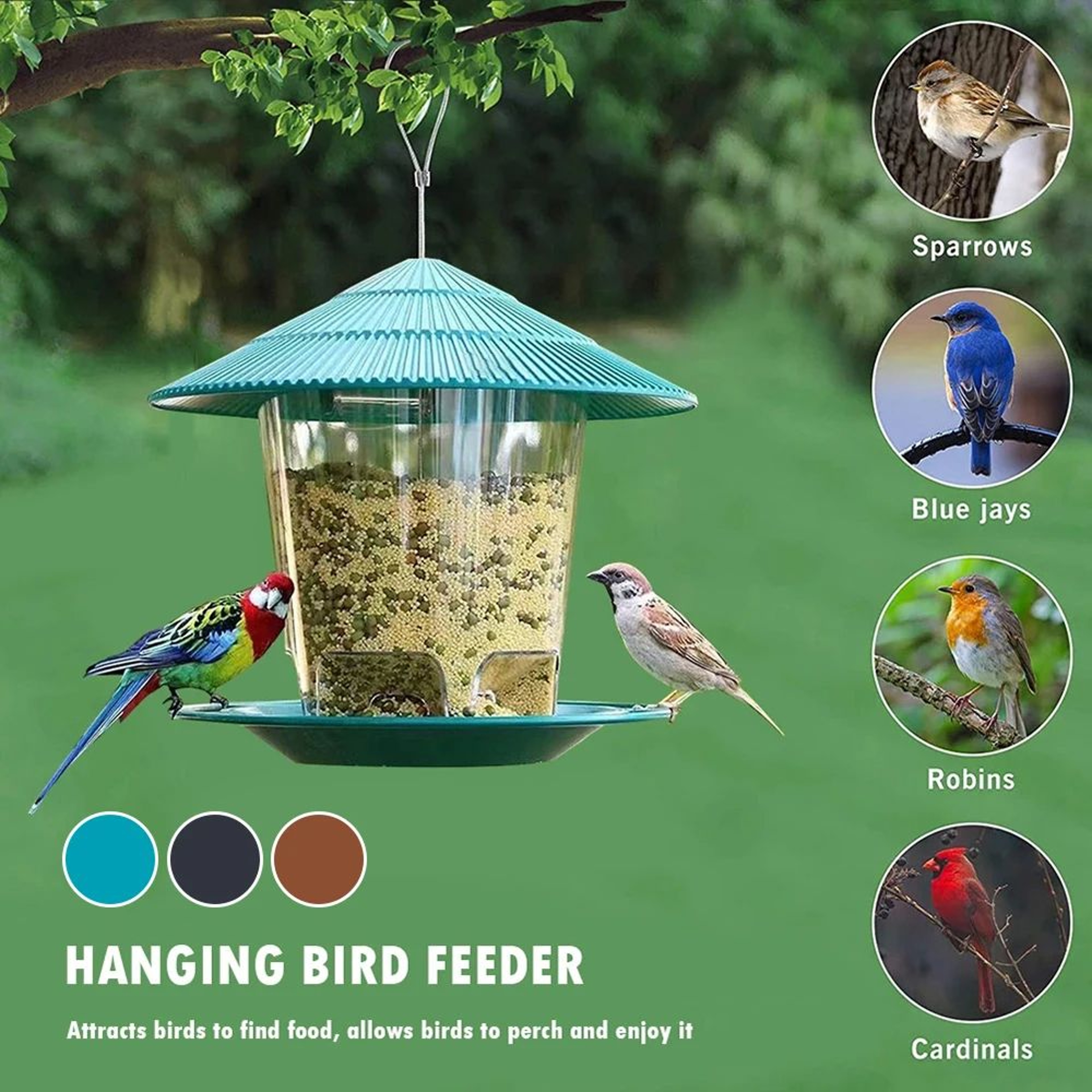 Automatic Foot Feeding Bird Feeder Outdoor Hanging Nut Dispenser With Multiple Feeding Holes And Fo 0
