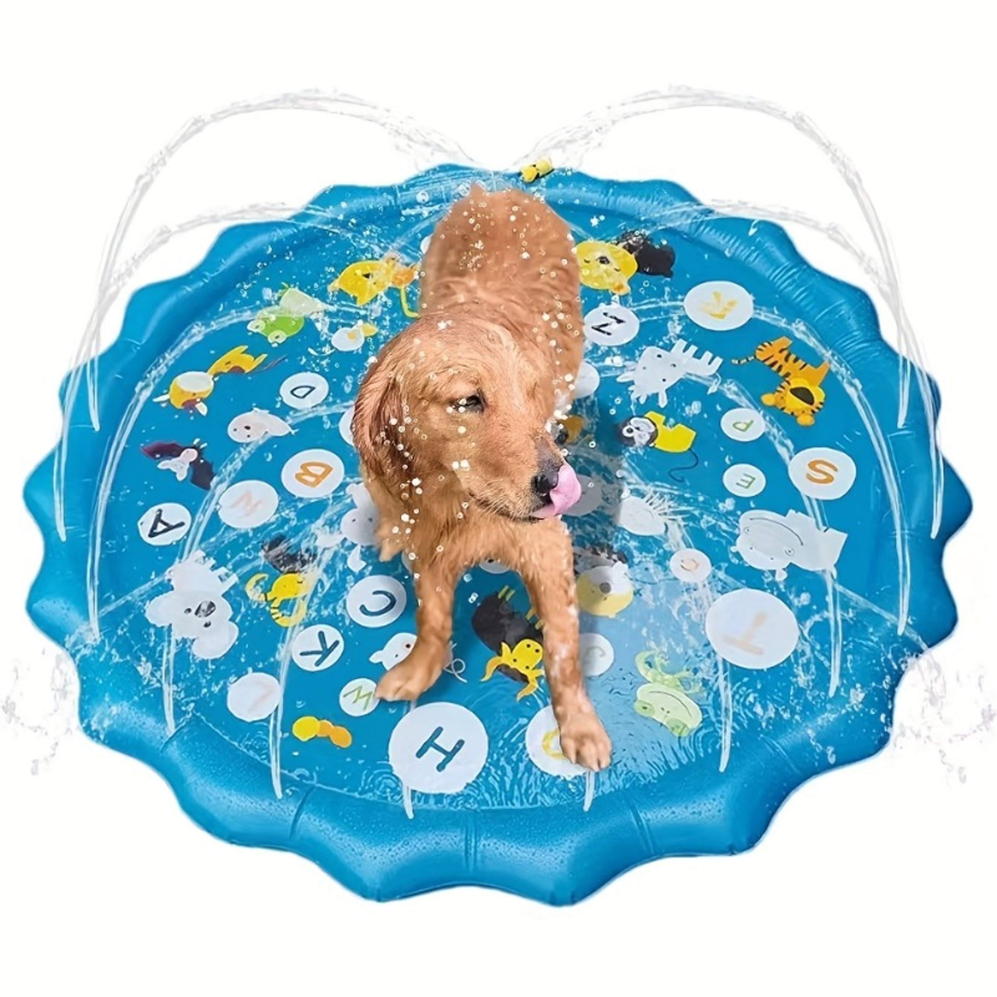 Heavy Duty Outdoor Pet Bathing Basin with Spray Function Non Slip Dog Water Play Mat for Summer Fun & Easy Cleaning – view 2