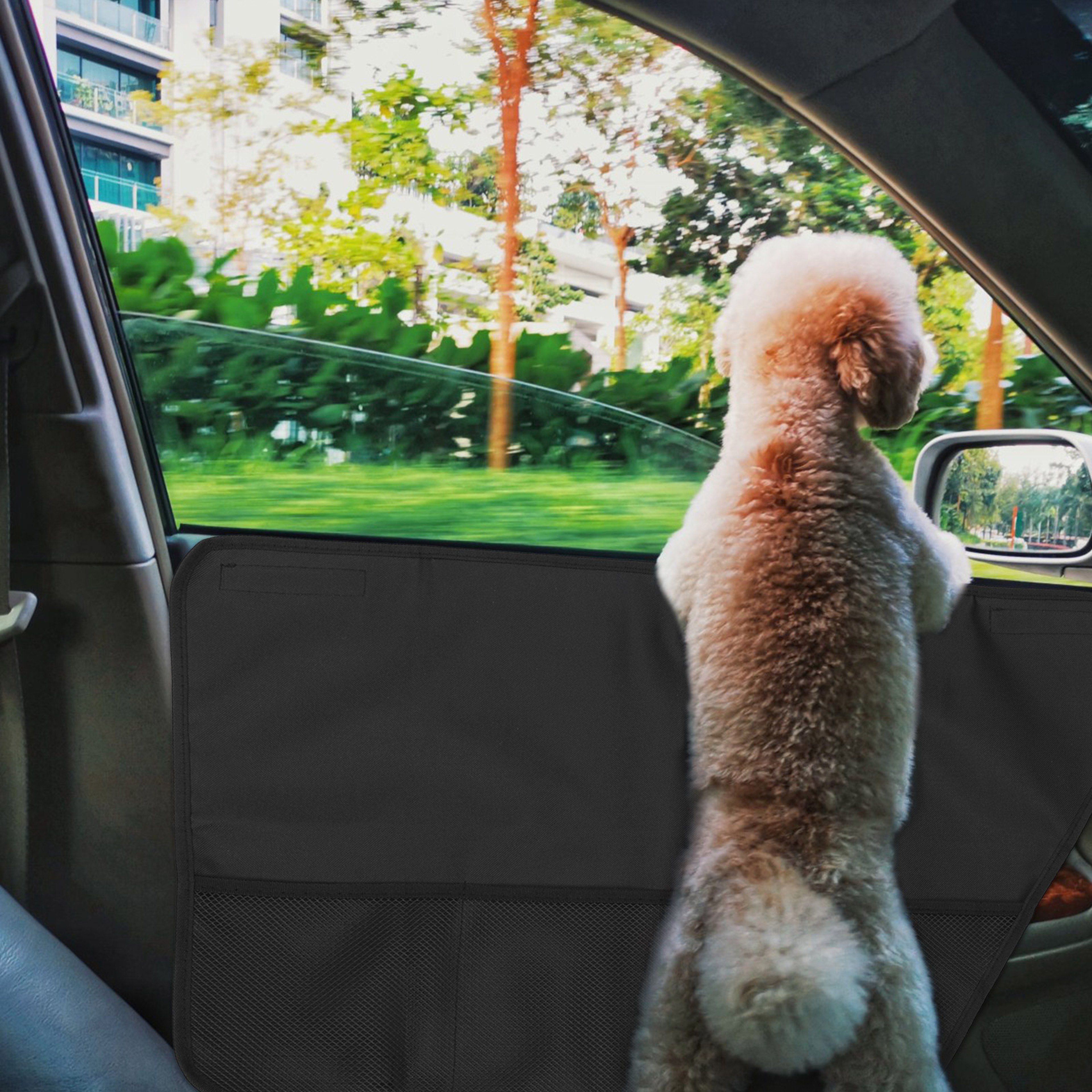 Waterproof Car Door Cover Oxford Cloth Scratch Resistant Dog Protector With Storage Mesh Pockets Ca 1